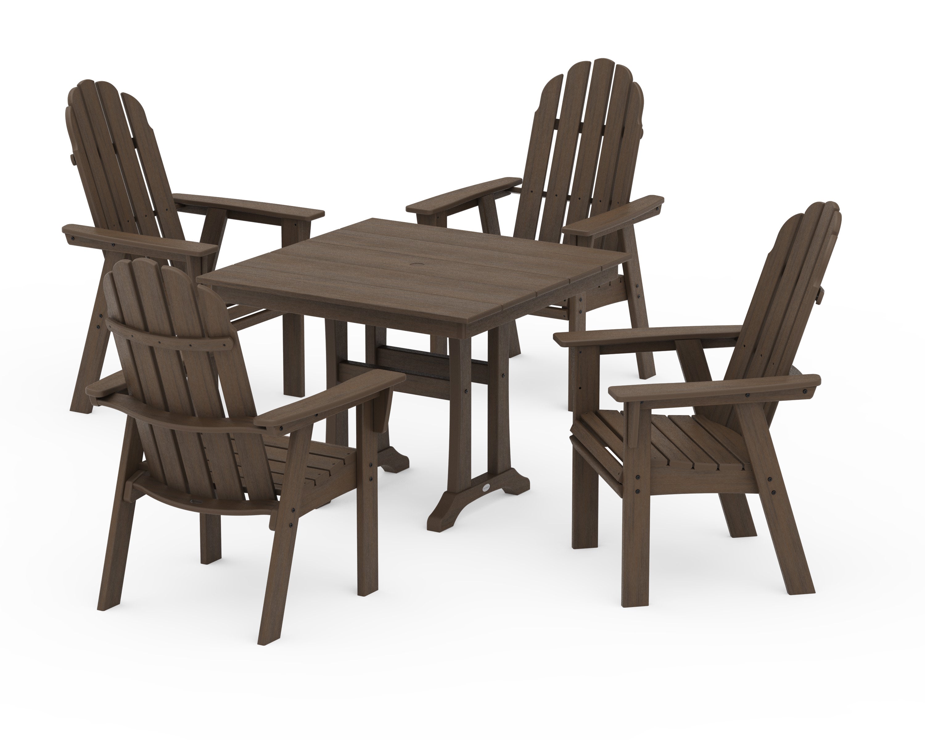 Vineyard Adirondack 5-Piece Farmhouse Dining Set With Trestle Legs in Kona