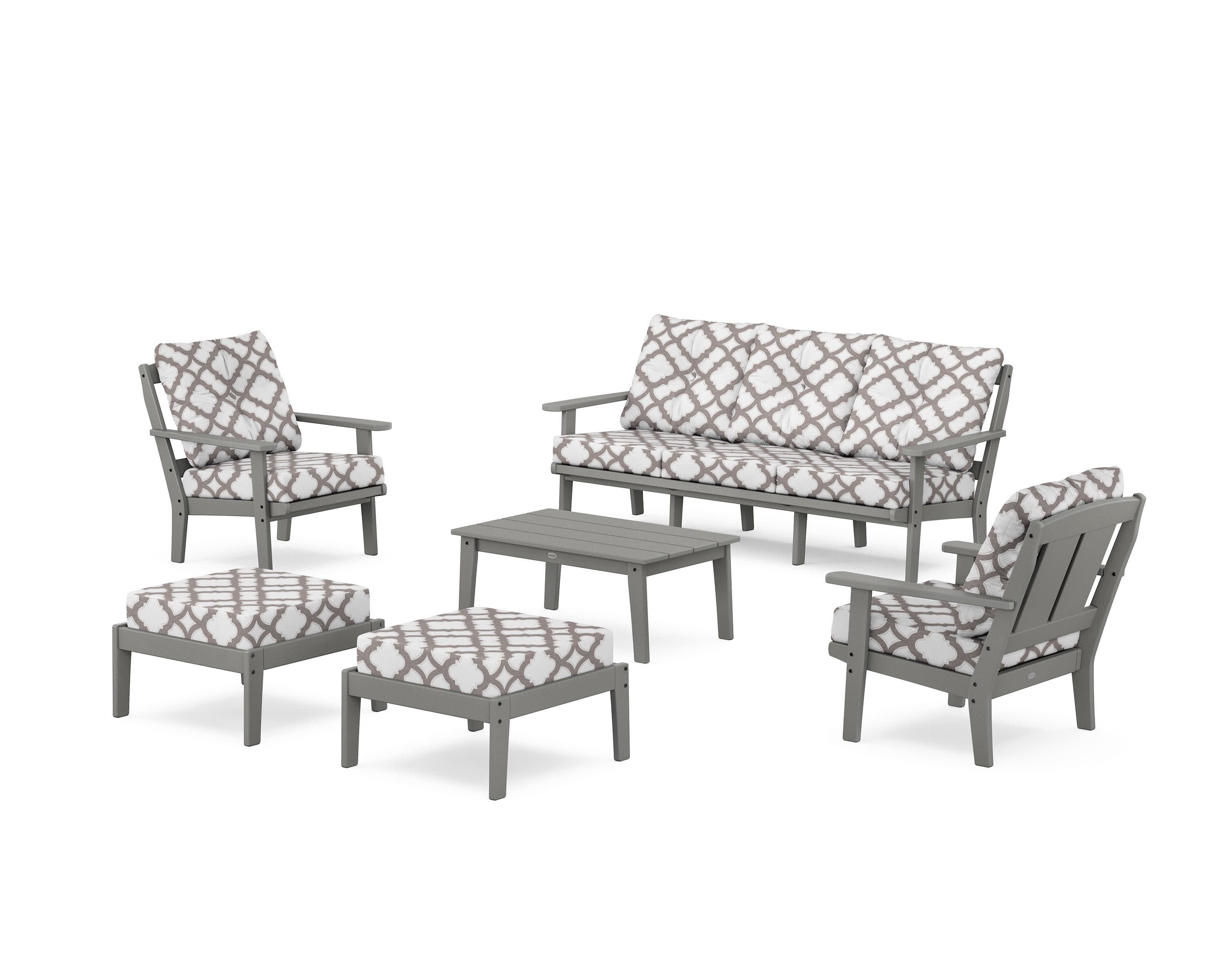 Mission 6-Piece Lounge Sofa Set in Slate Grey / Trellis Grey Mist