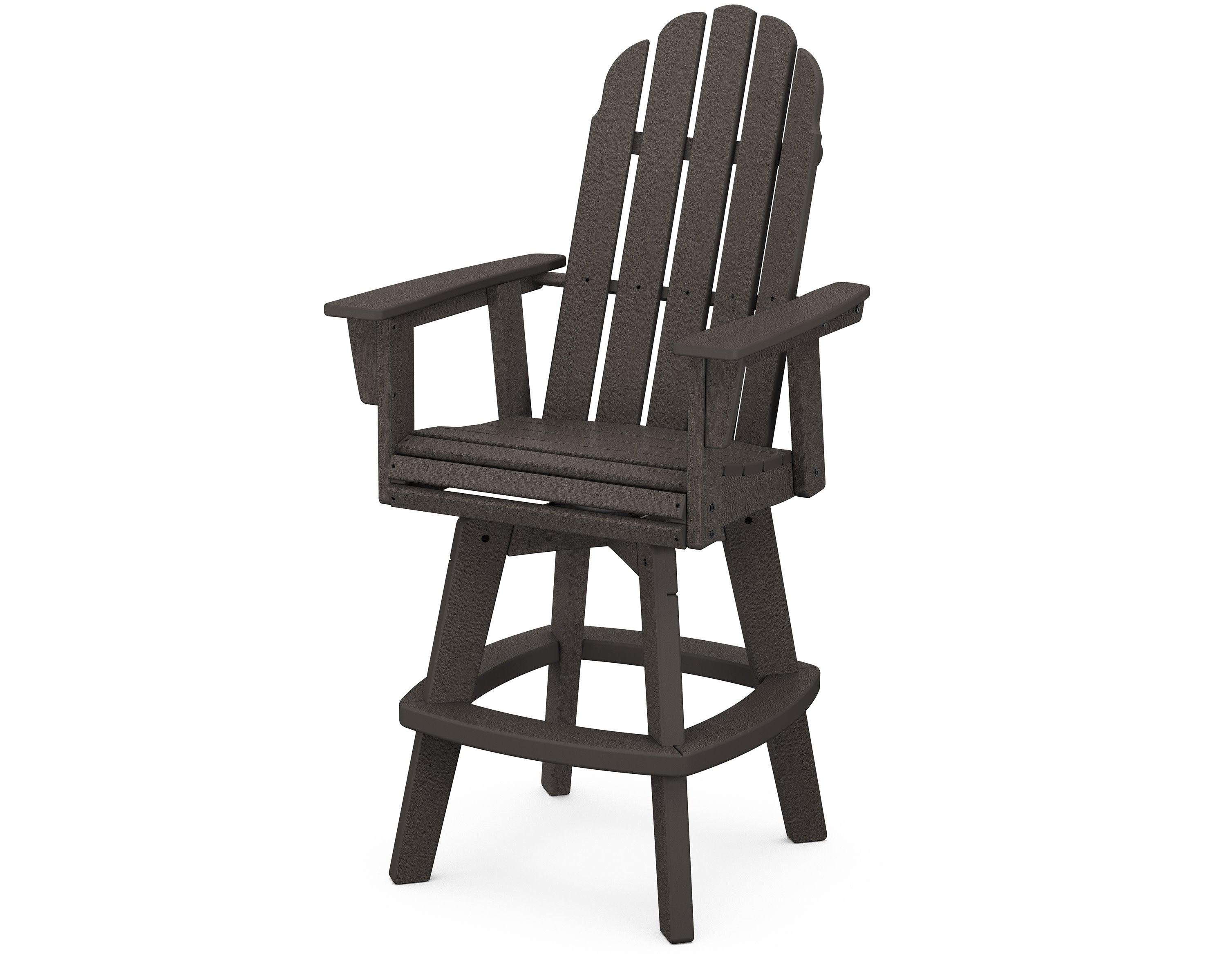 Vineyard Curveback Adirondack Swivel Bar Chair in Vintage Coffee