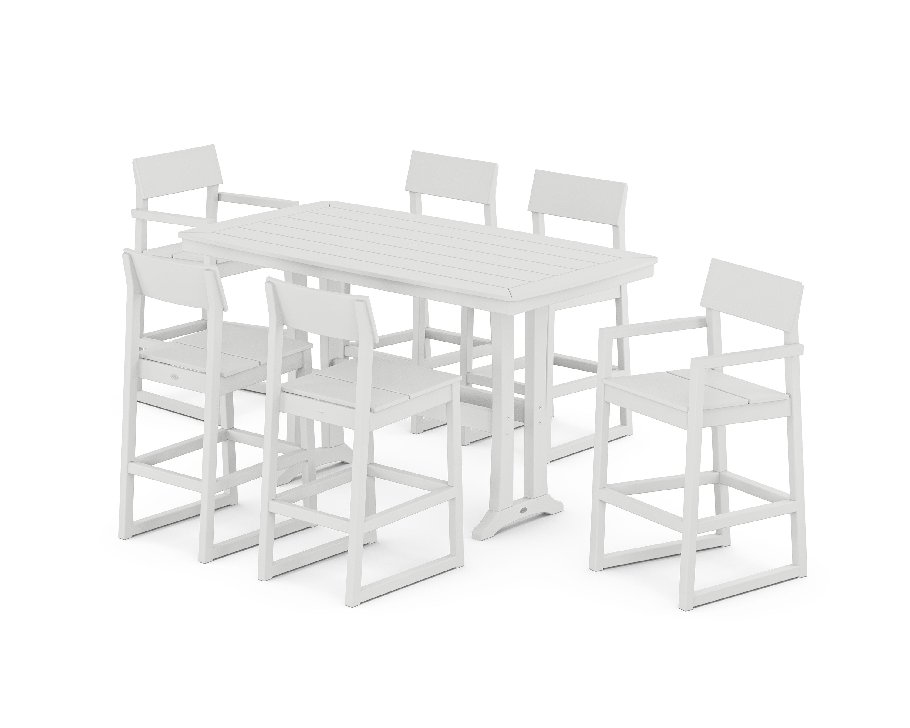 EDGE 7-Piece Bar Set with Trestle Legs in White
