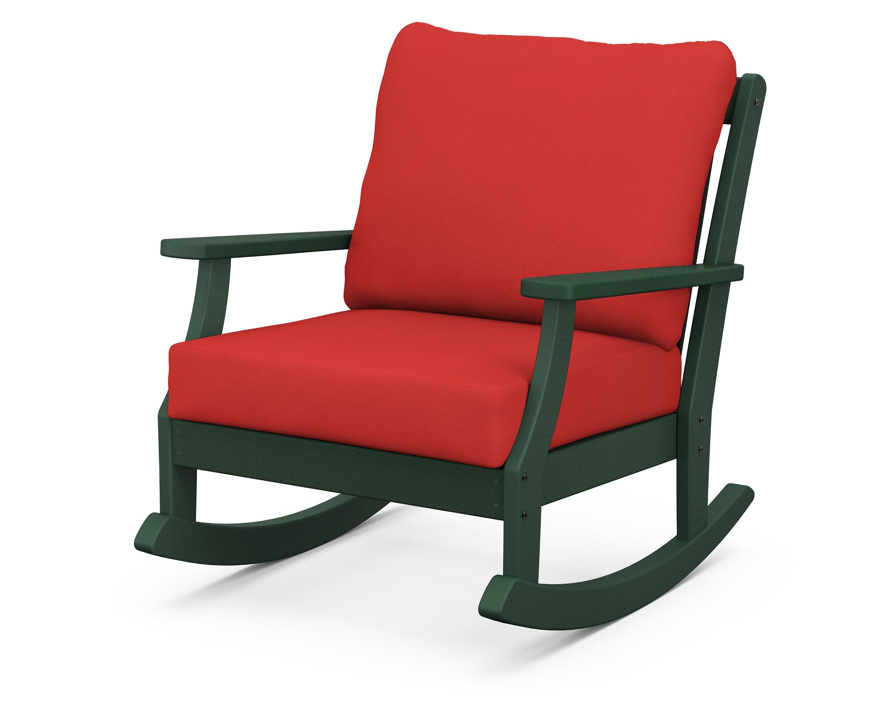 Braxton Deep Seating Rocking Chair in Green / Crimson Linen