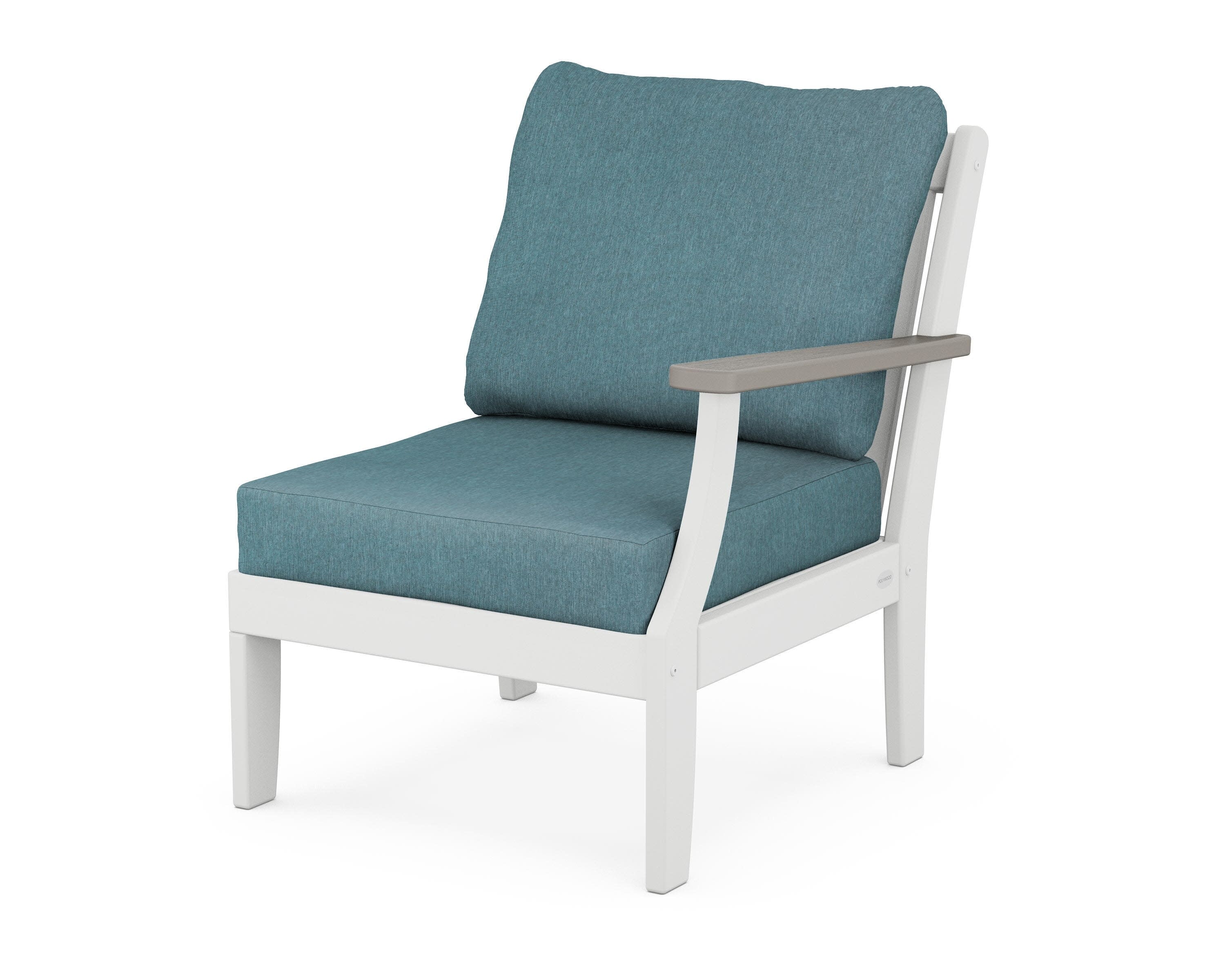 Braxton Modular Right Arm Chair in White / Driftwood / Ocean Teal