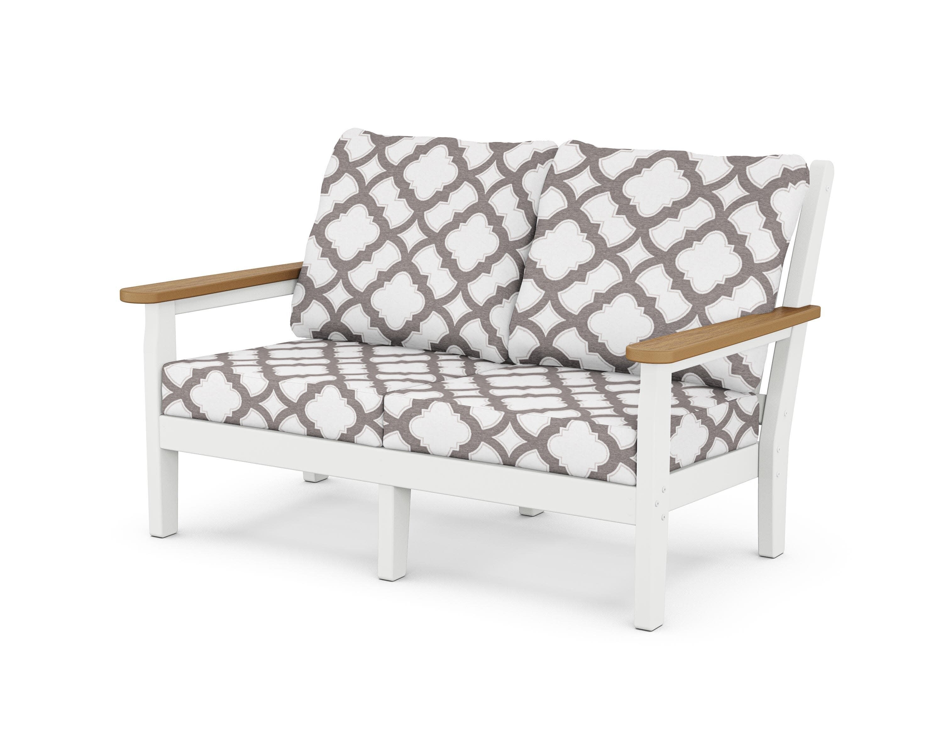 Chippendale Deep Seating Loveseat in White / Natural / Trellis Grey Mist