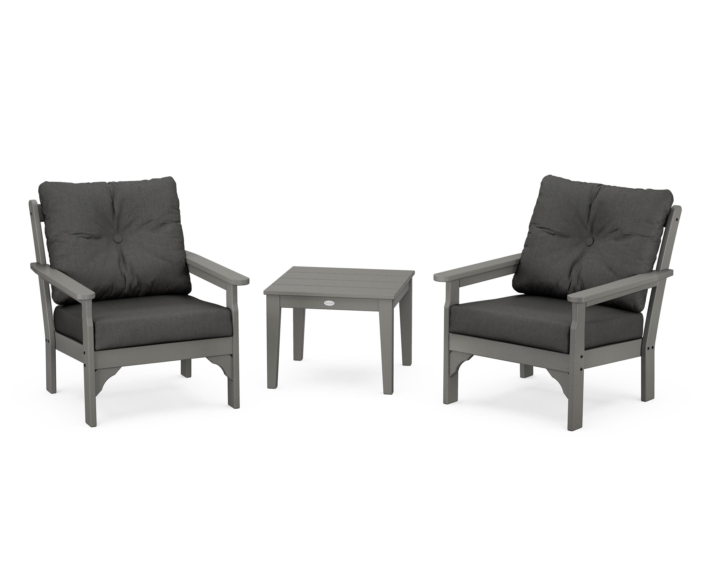 Vineyard 3-Piece Deep Seating Set in Slate Grey / Spectrum Carbon