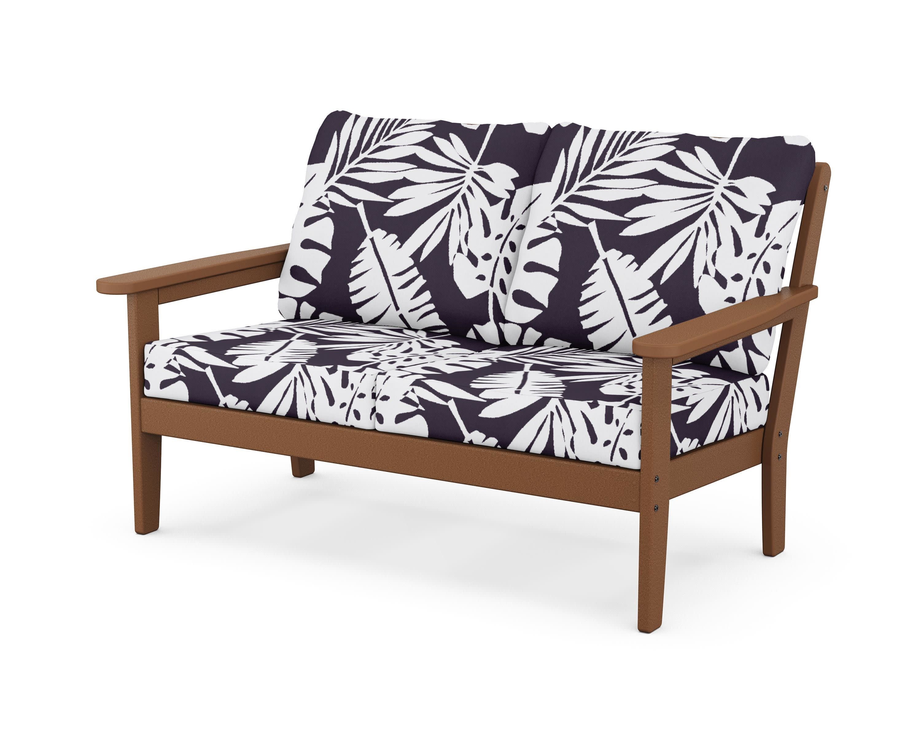 Cottage Deep Seating Loveseat in Teak / Leaf Navy