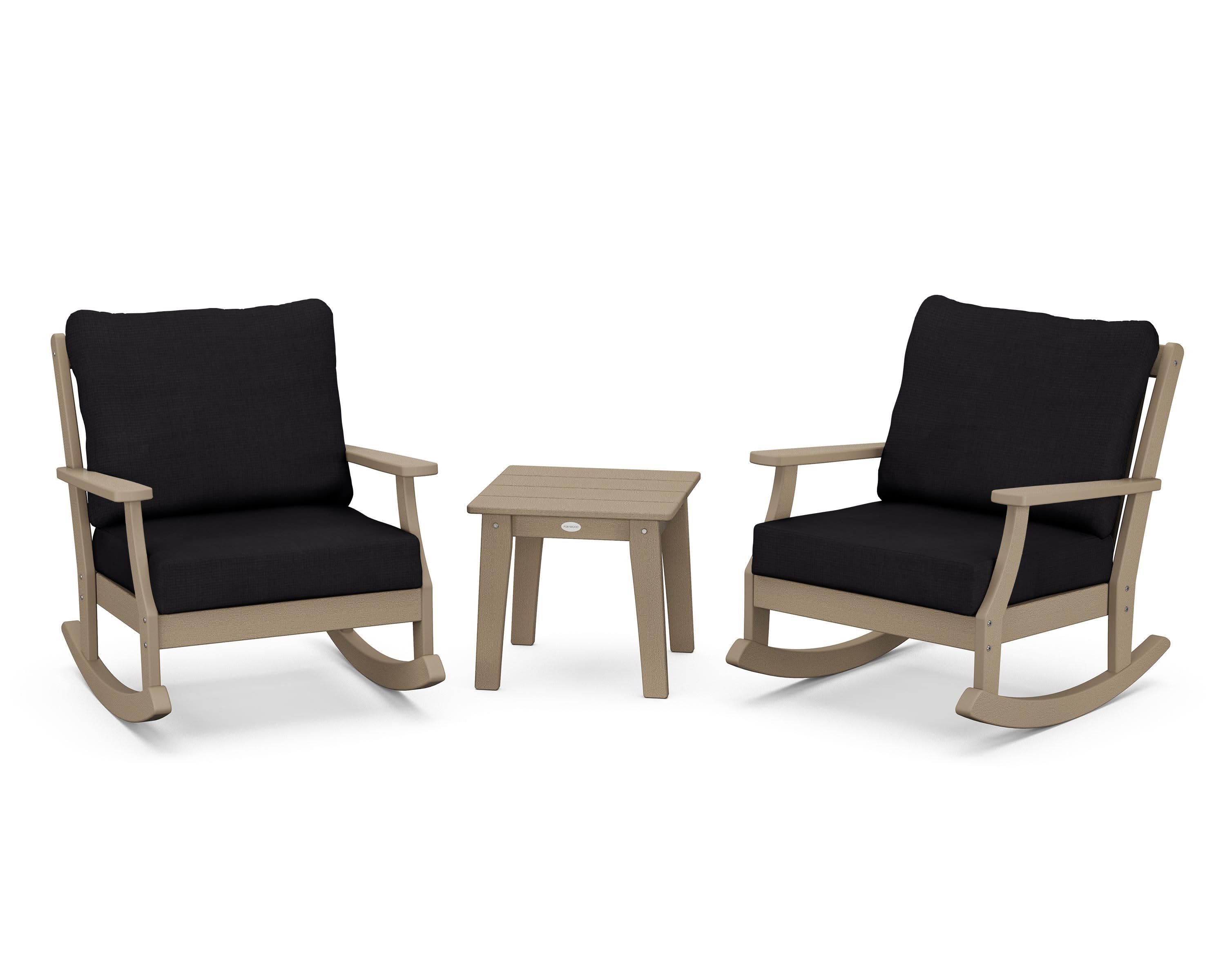 Braxton 3-Piece Deep Seating Rocker Set in Vintage Sahara / Midnight Linen