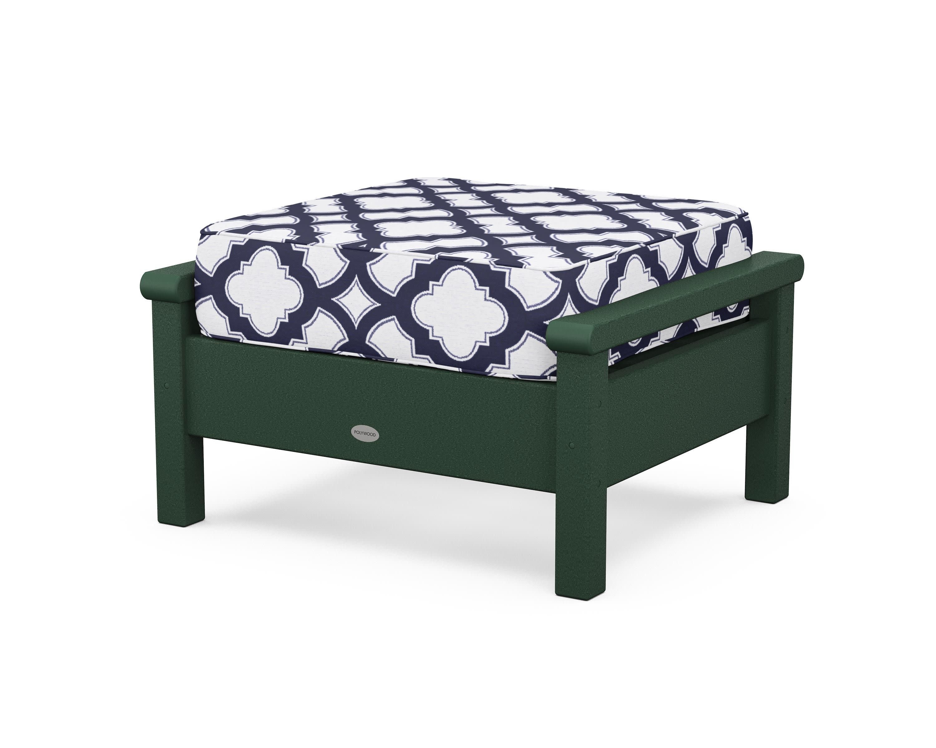 Harbour Deep Seating Ottoman in Green / Trellis Navy