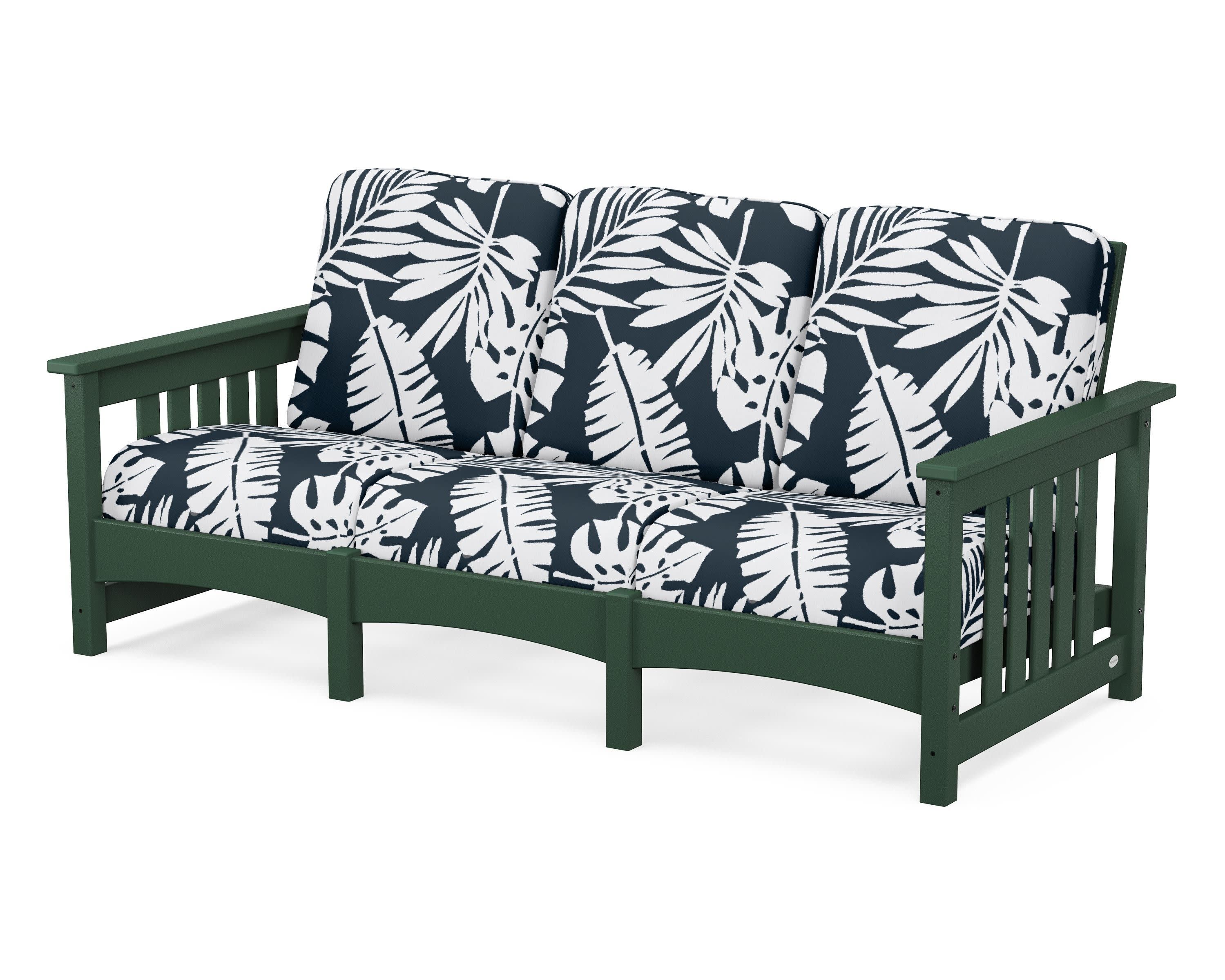 Club Mission Sofa in Green / Leaf Marine Indigo