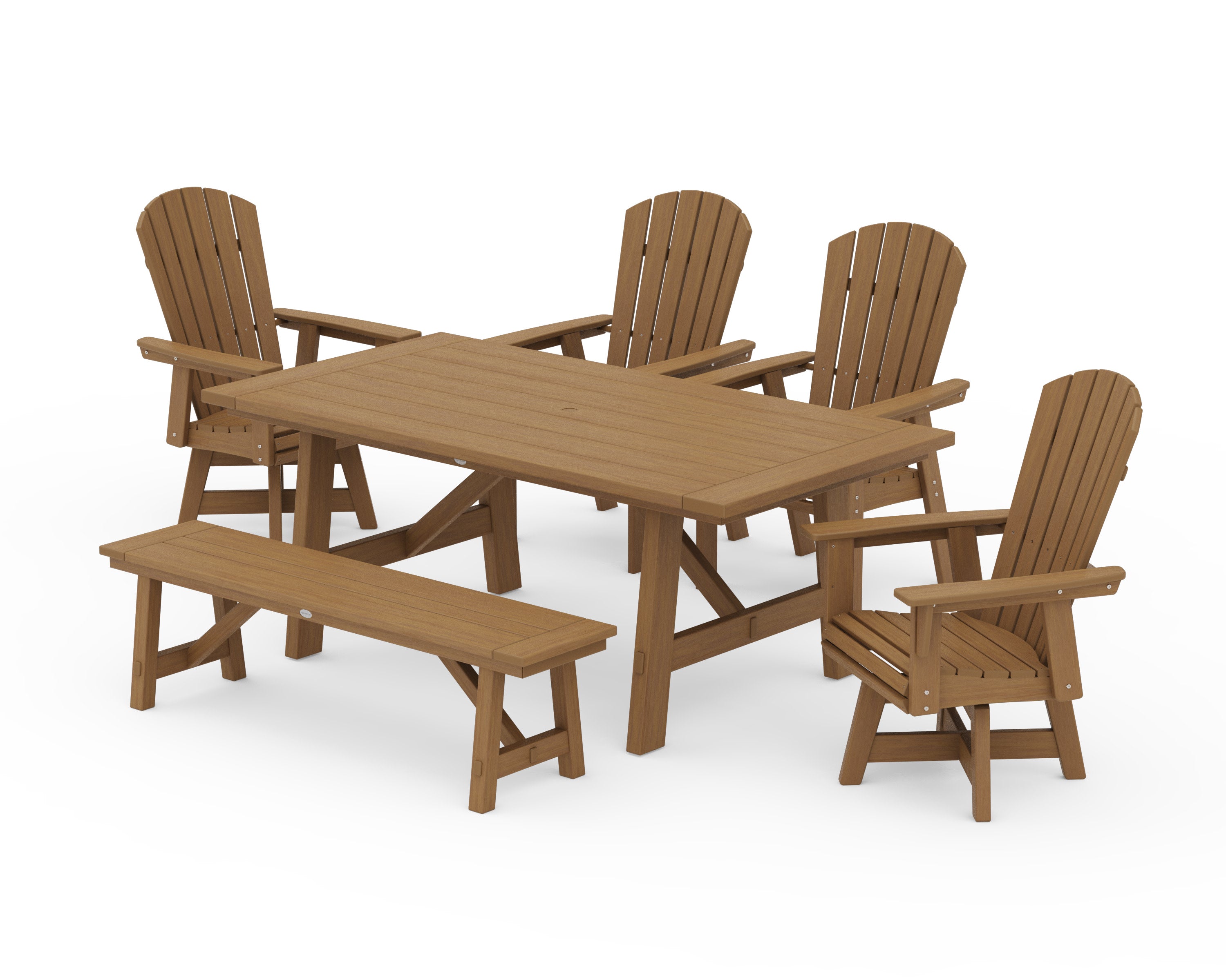 Nautical Adirondack Swivel 6-Piece Rustic Farmhouse Dining Set With Trestle Legs in Natural