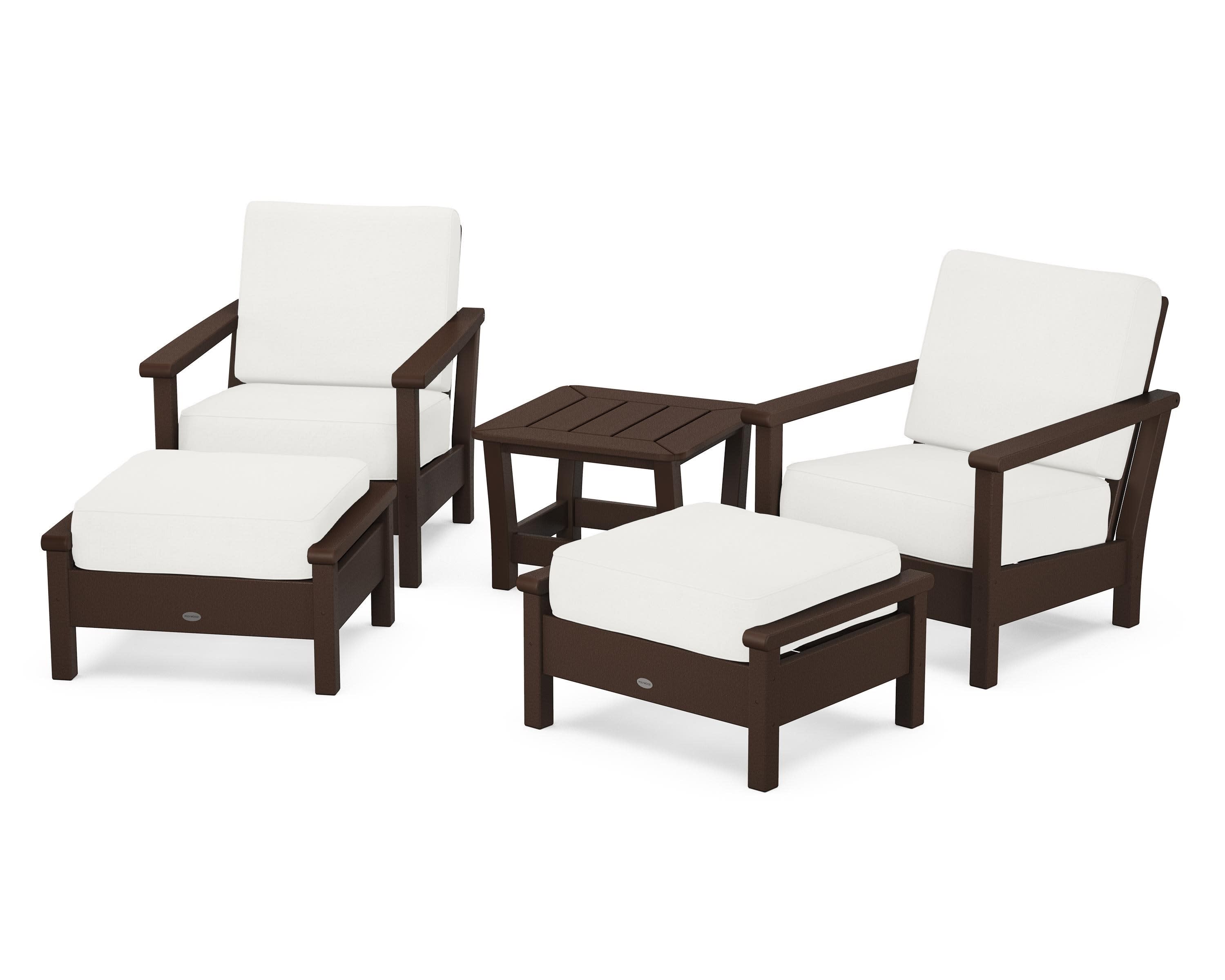 Harbour 5-Piece Deep Seating Chair Set in Mahogany / Natural Linen
