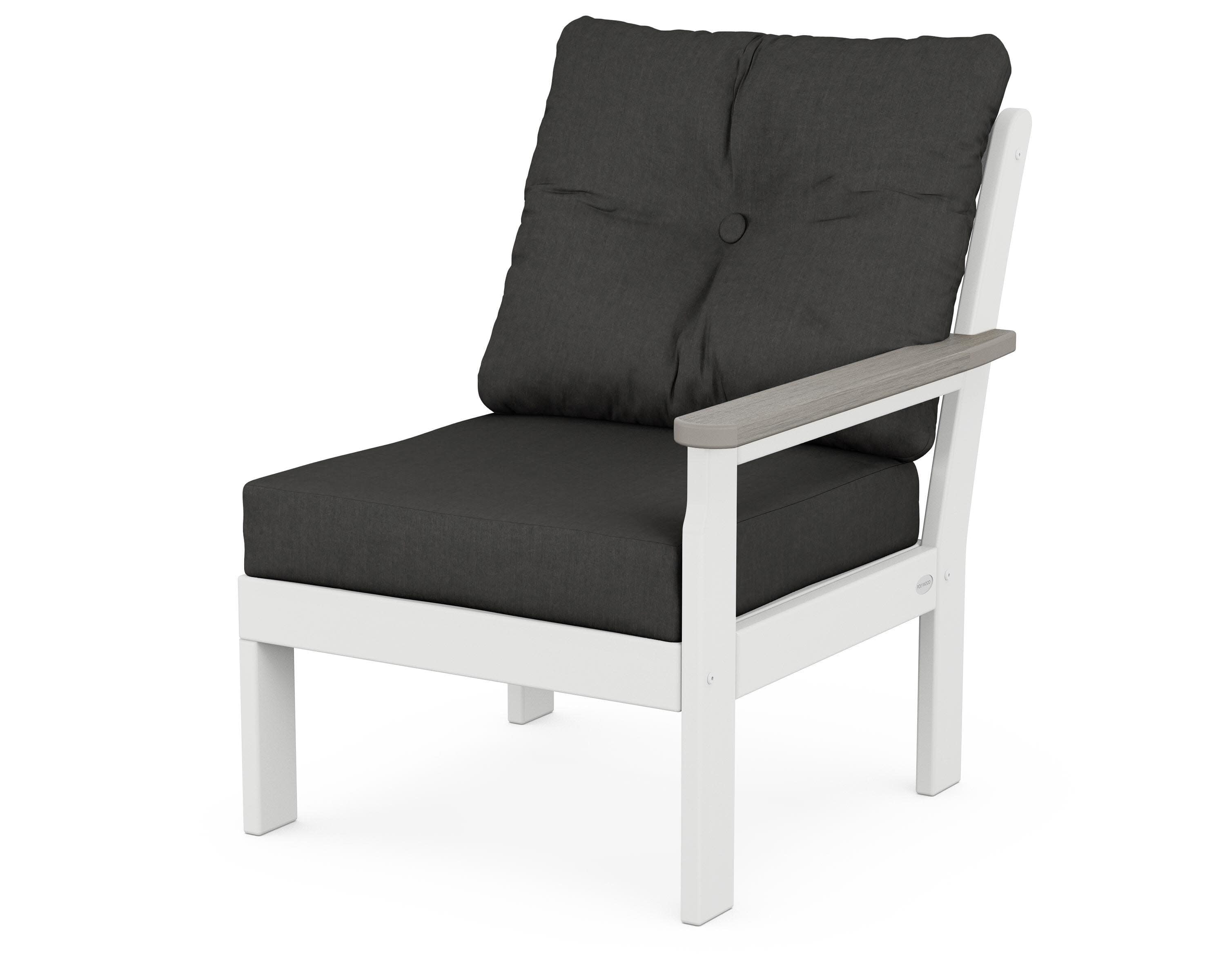 Vineyard Modular Right Arm Chair in White / Driftwood / Spectrum Carbon