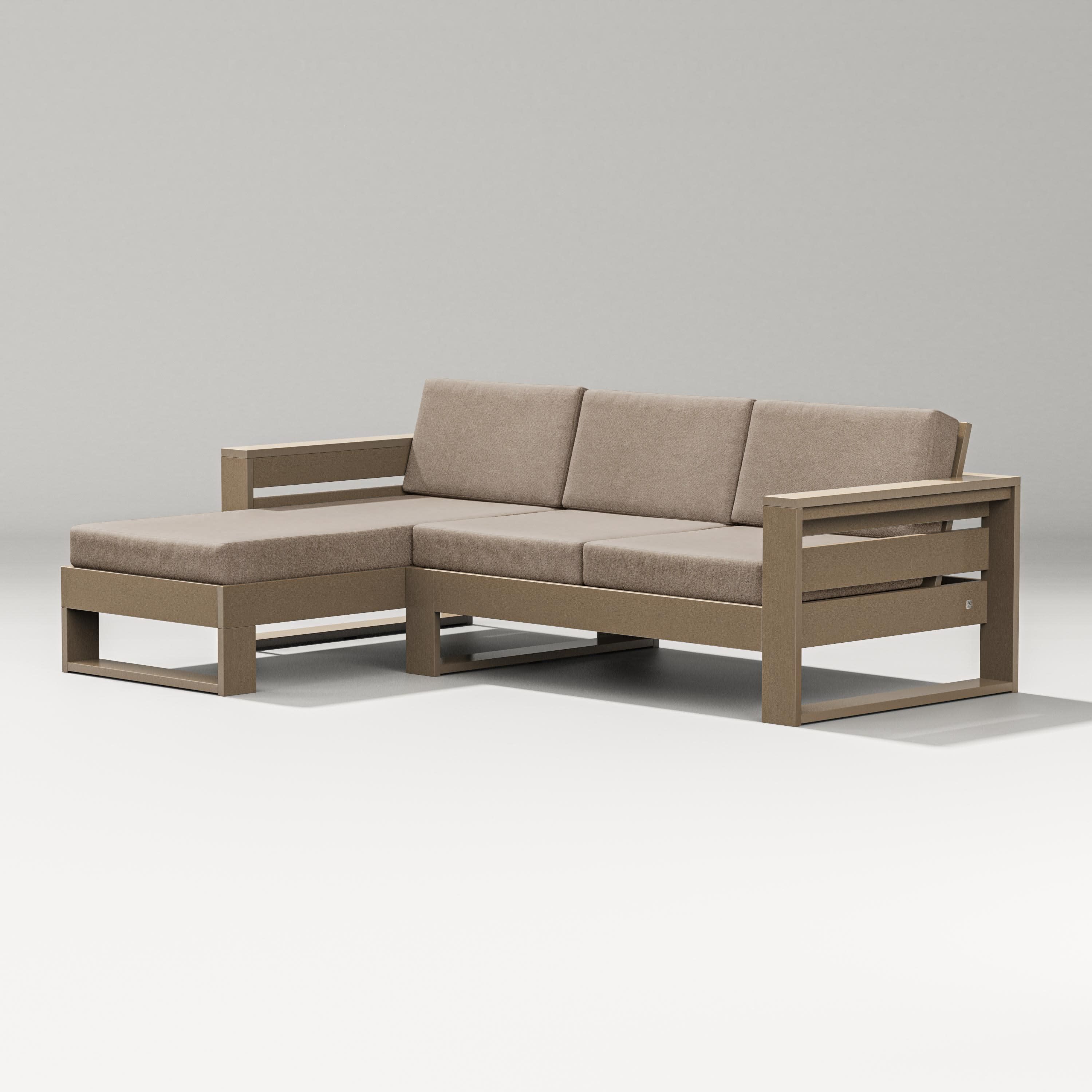 Latitude Left Chaise Sectional in Vintage Sahara / Spiced Burlap