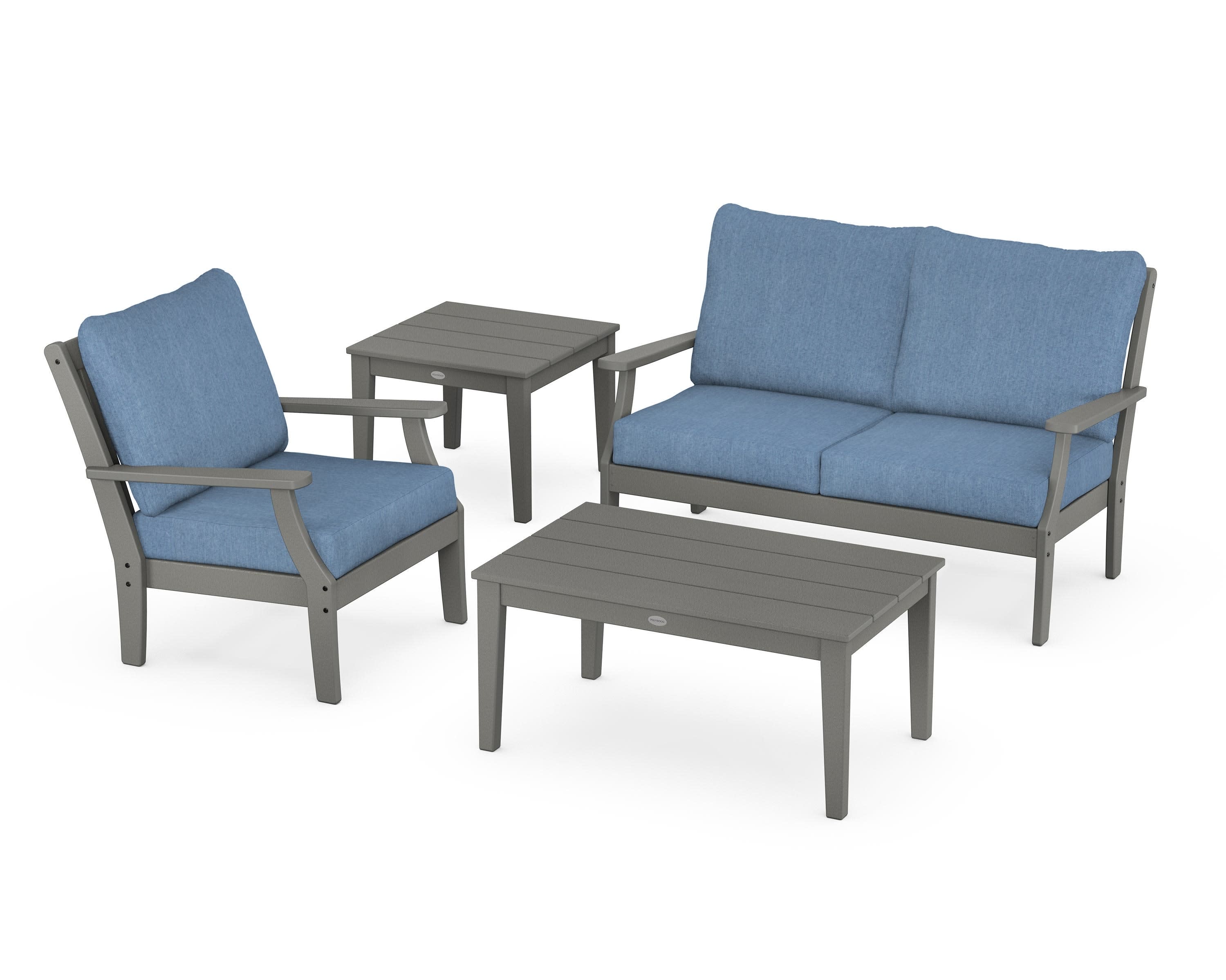 Braxton 4-Piece Deep Seating Set in Slate Grey / Sky Blue
