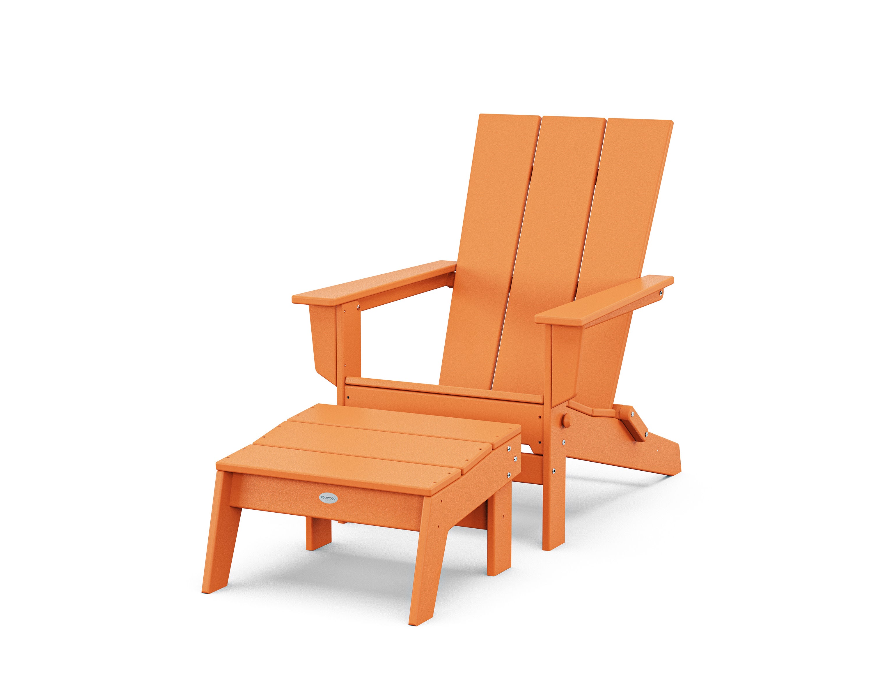 Modern Studio Folding Adirondack Chair with Ottoman in Tangerine