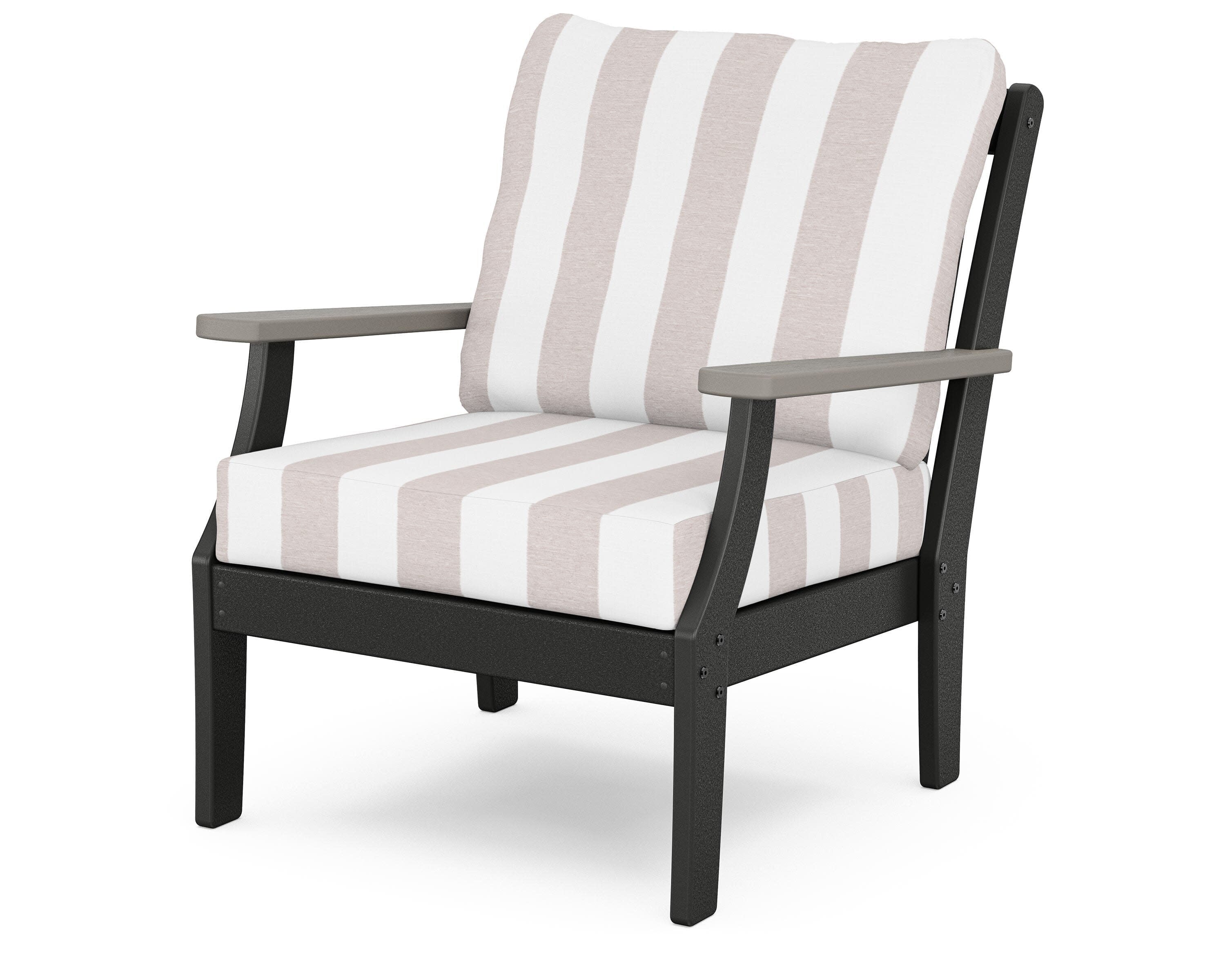 Braxton Deep Seating Chair in Black / Driftwood / Cabana Stripe Dune Burlap