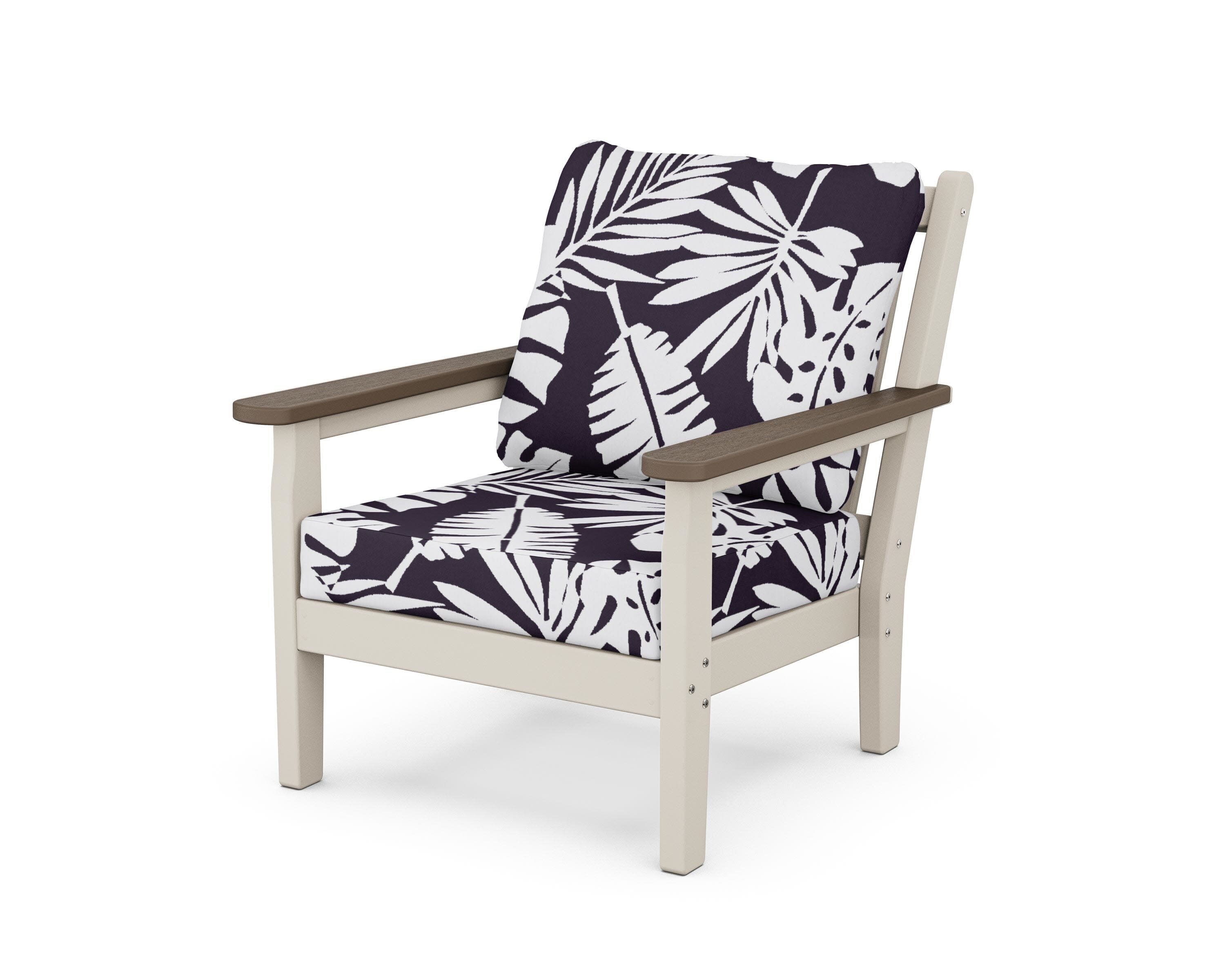 Chippendale Deep Seating Chair in Sand / Kona / Leaf Navy