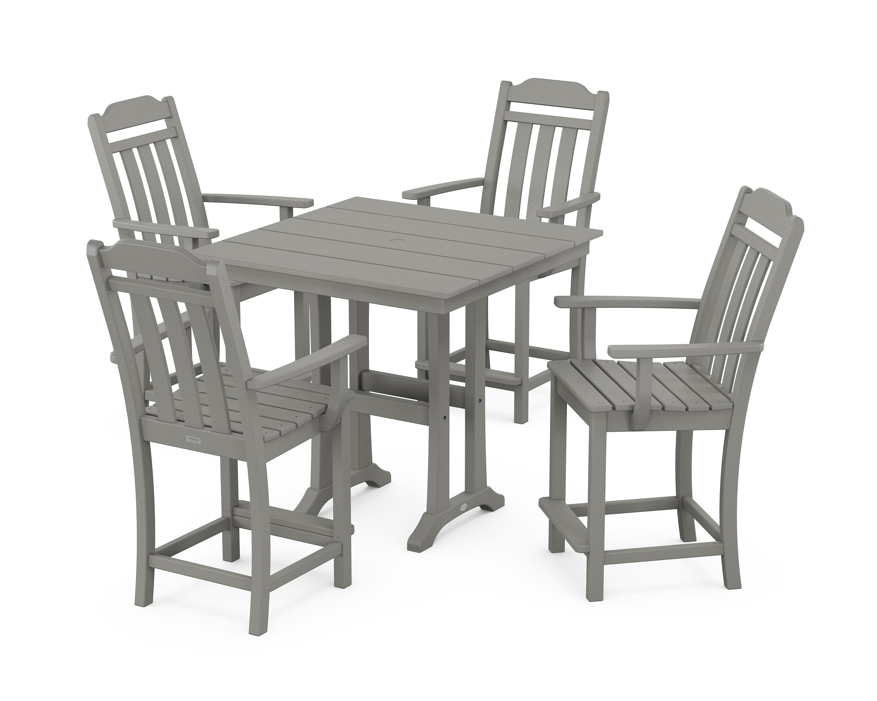 Cottage 5-Piece Farmhouse Counter Set with Trestle Legs in Slate Grey