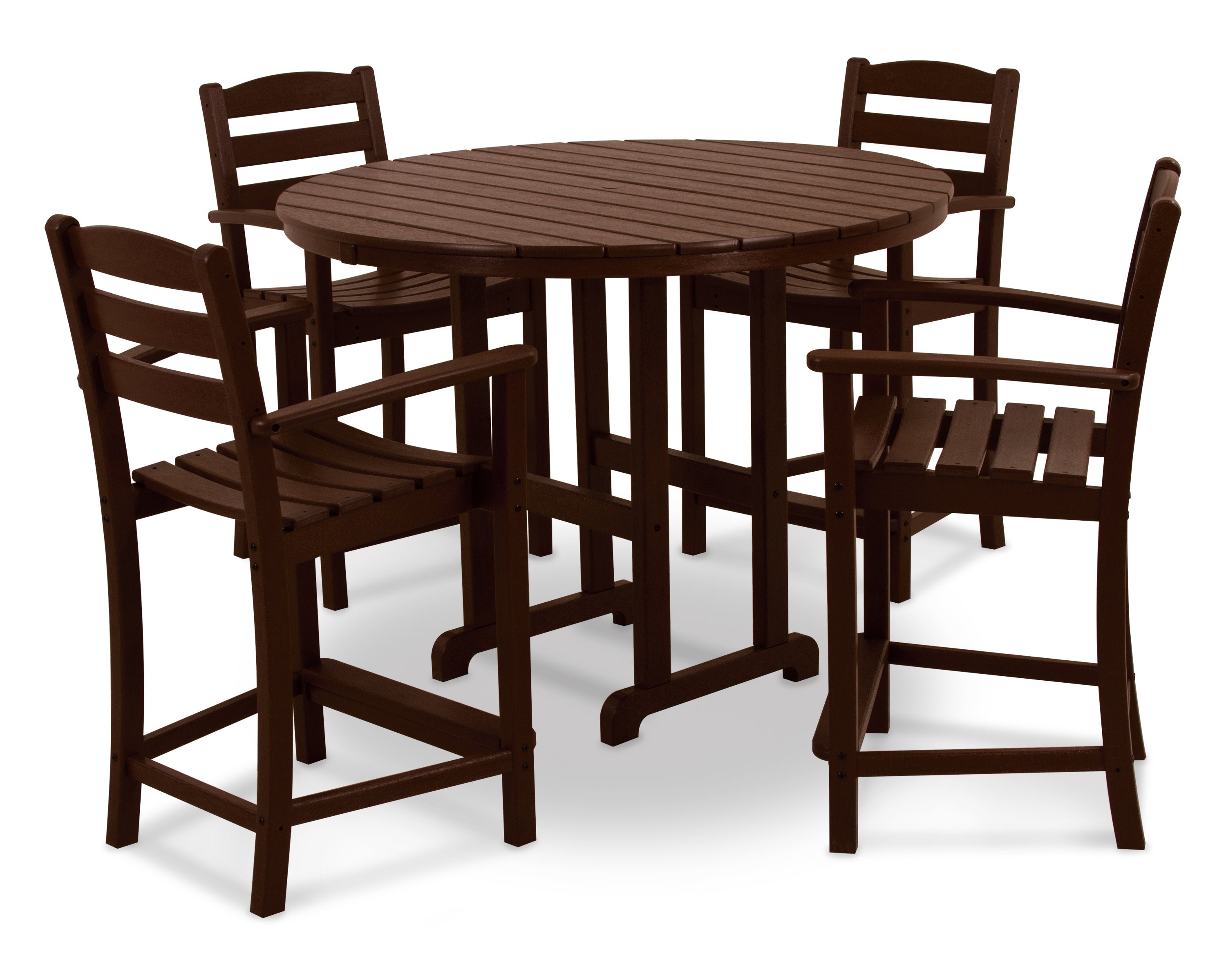 La Casa Caf 5-Piece Round Farmhouse Counter Set in Mahogany