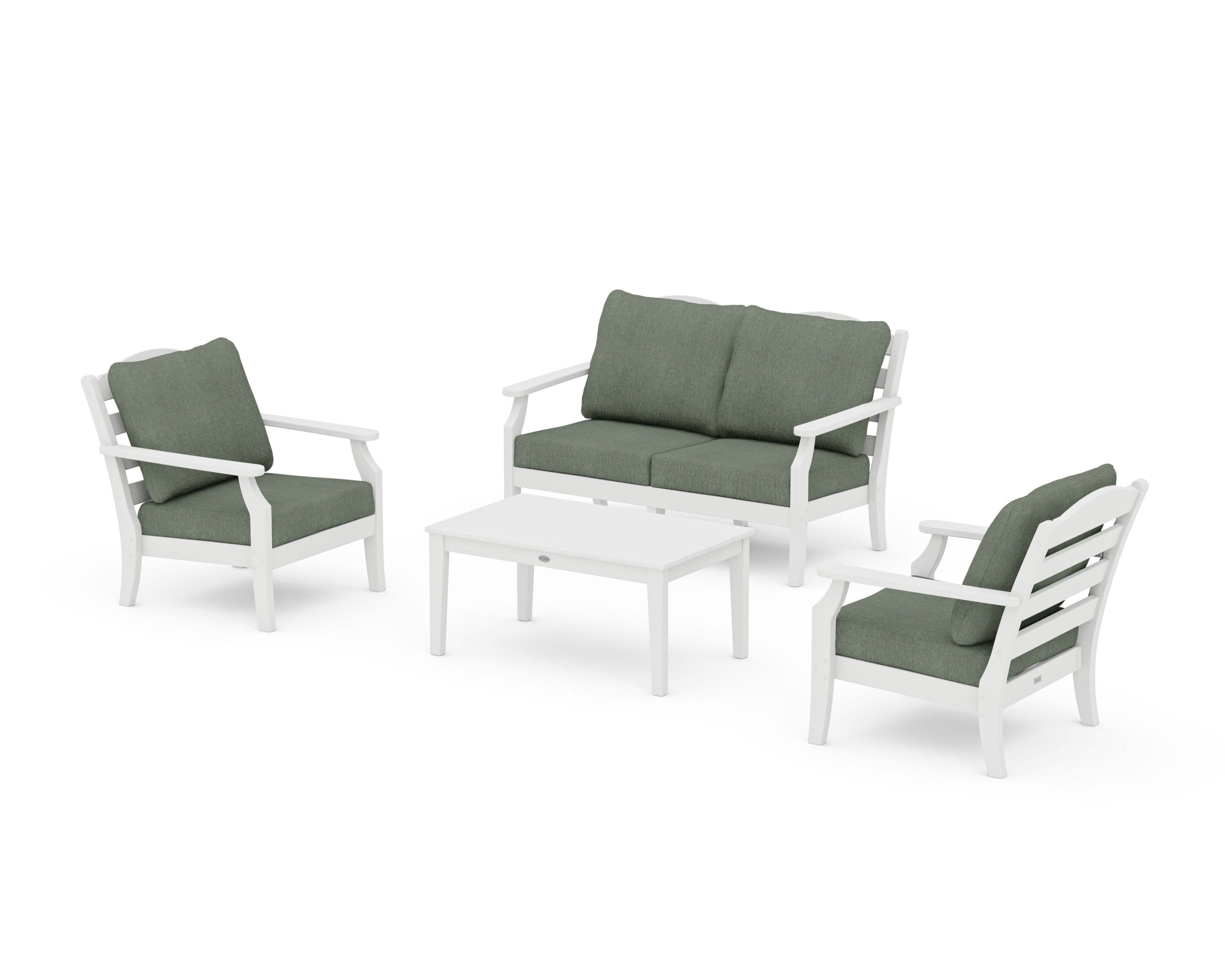 Savannah 4-Piece Deep Seating Set with Loveseat in White / Cast Sage