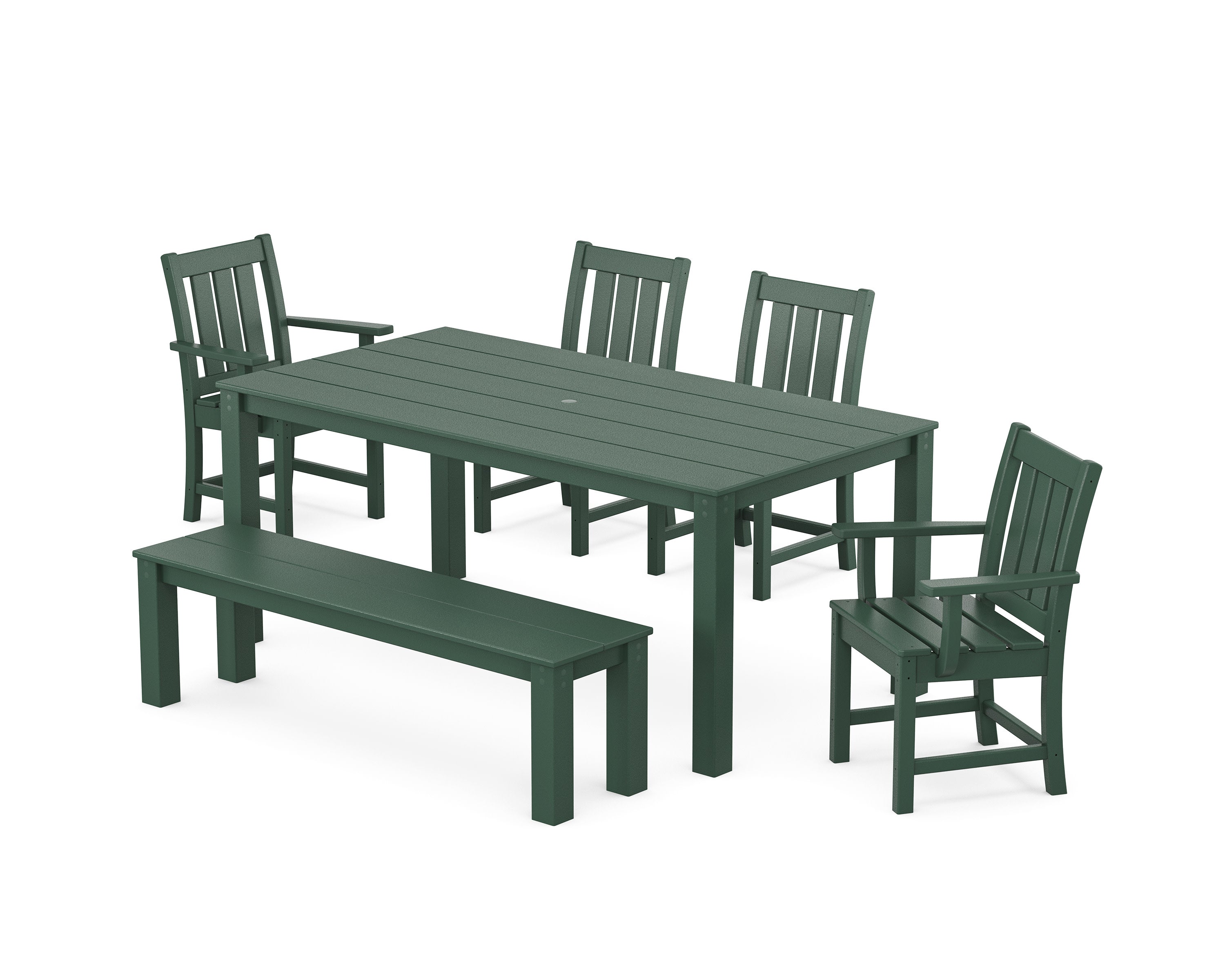 Oxford 6-Piece Parsons Dining Set with Bench in Green