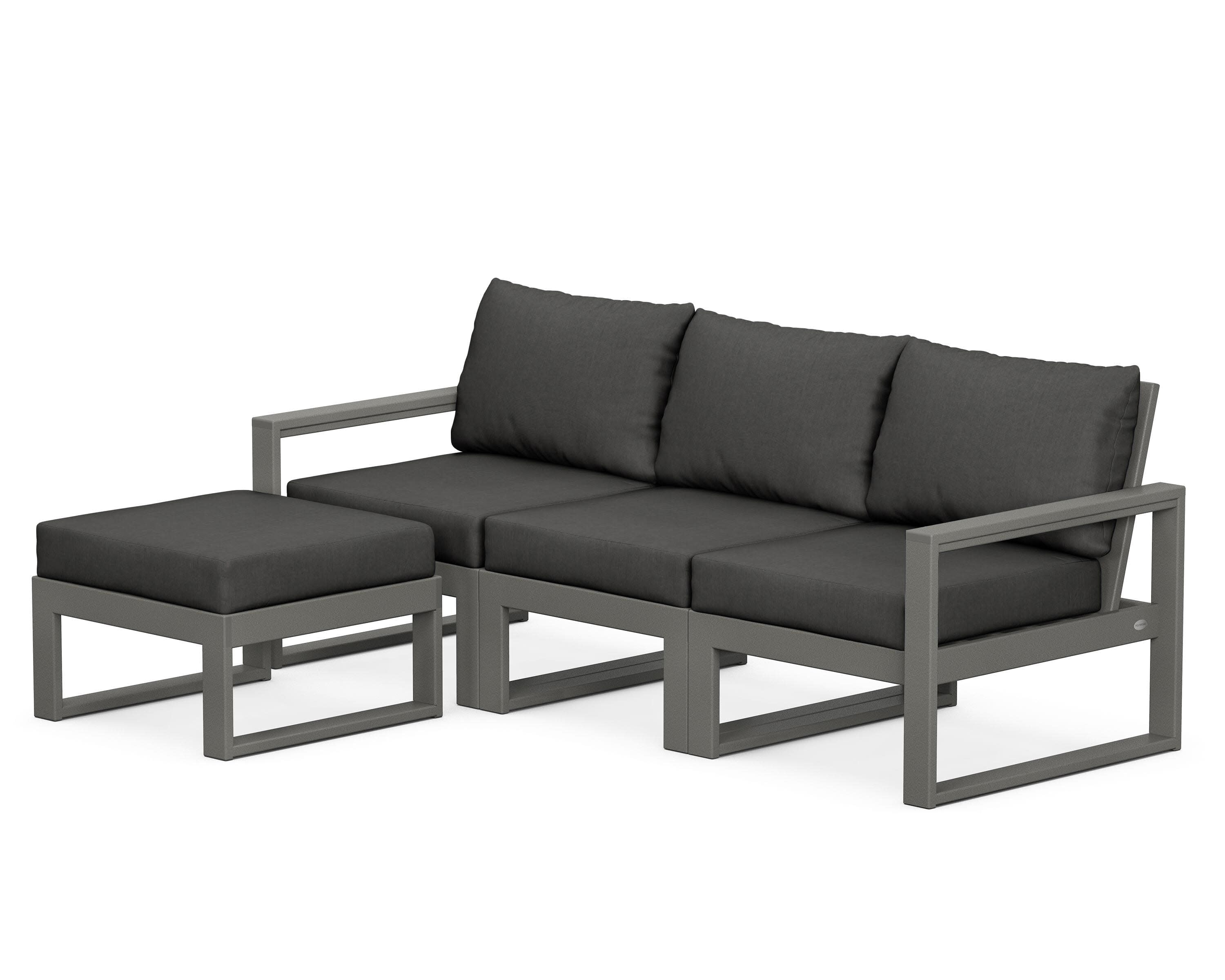EDGE 4-Piece Modular Deep Seating Set with Ottoman in Slate Grey / Spectrum Carbon
