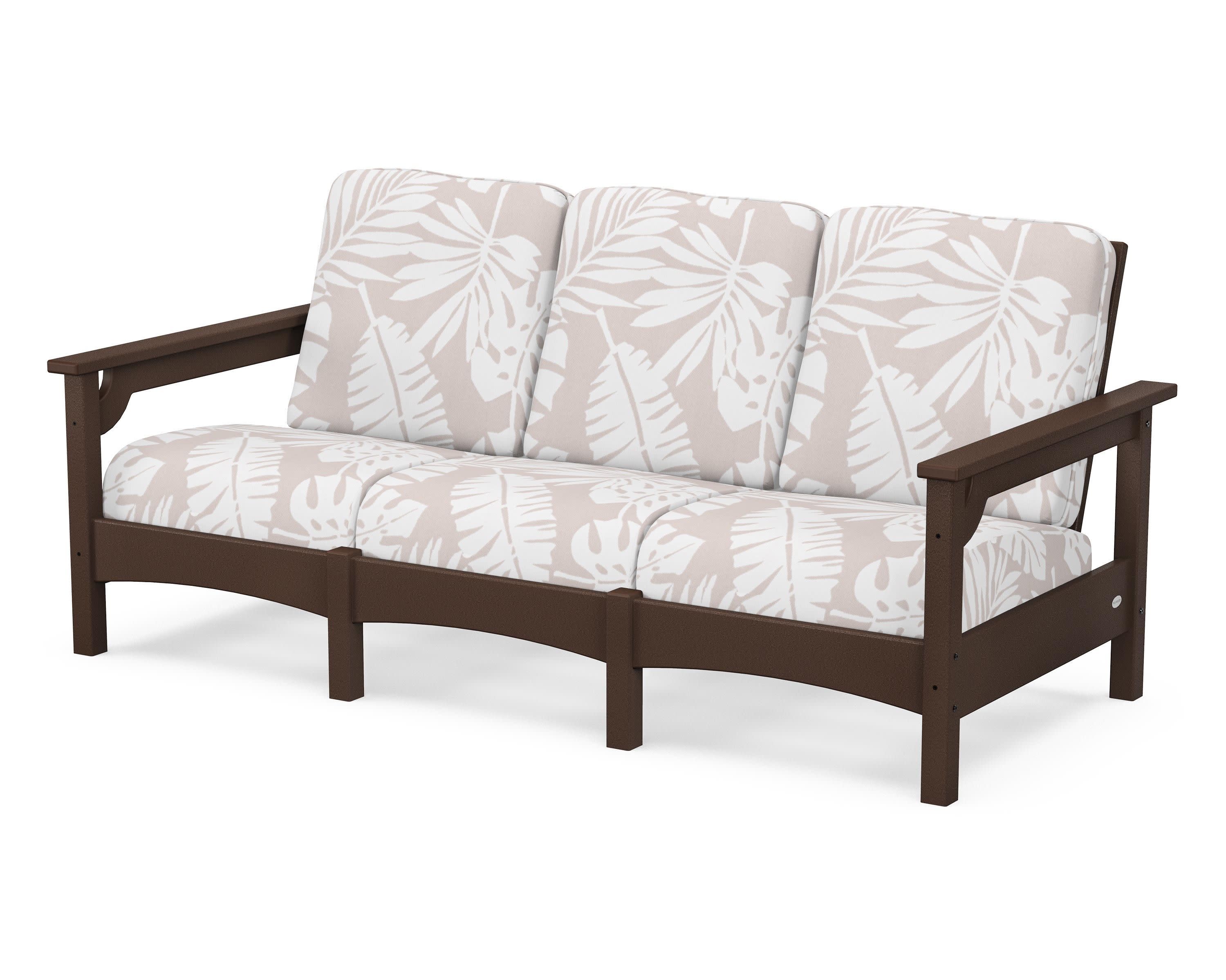 Club Sofa in Mahogany / Leaf Dune Burlap