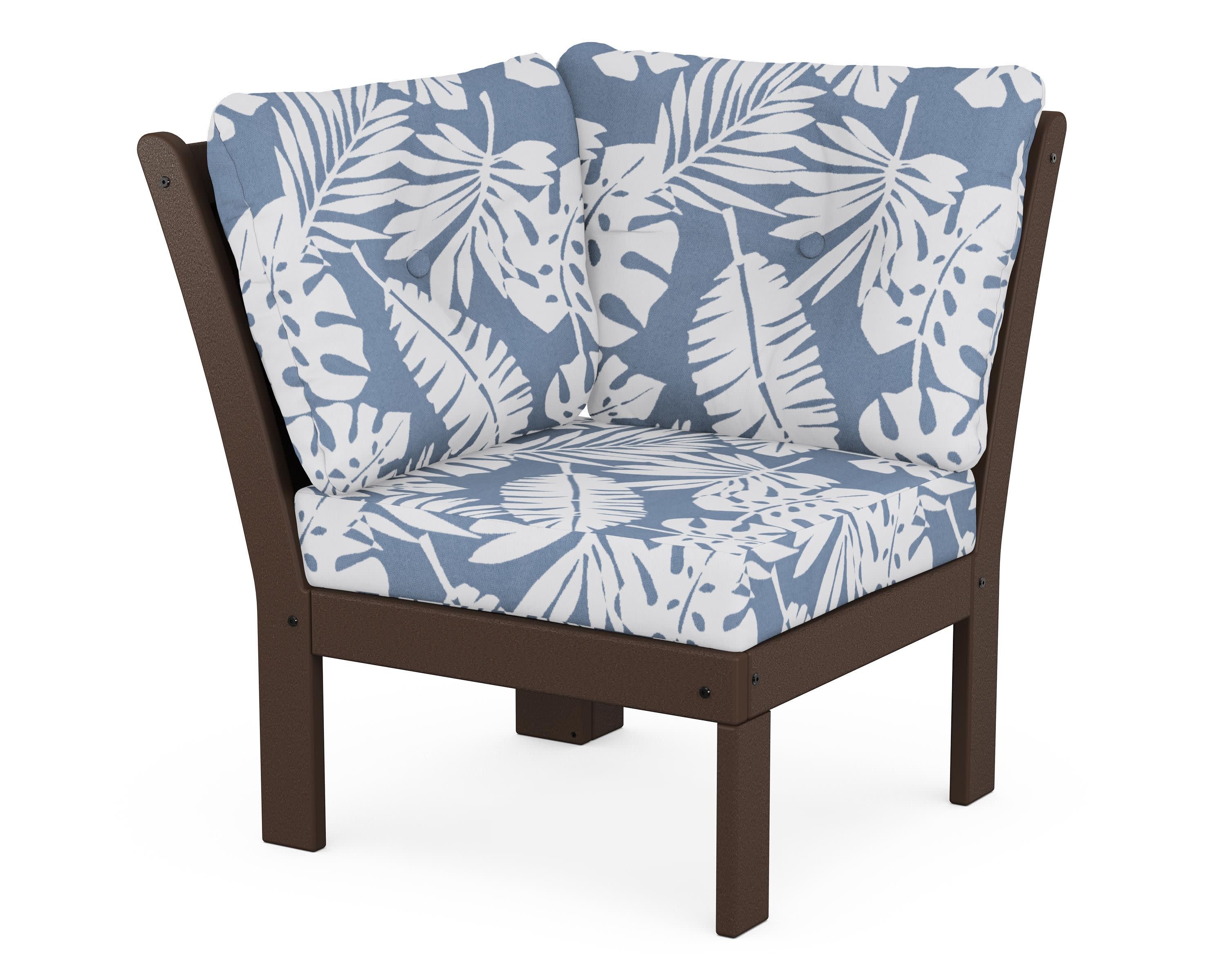 Vineyard Modular Corner Chair in Mahogany / Leaf Sky Blue