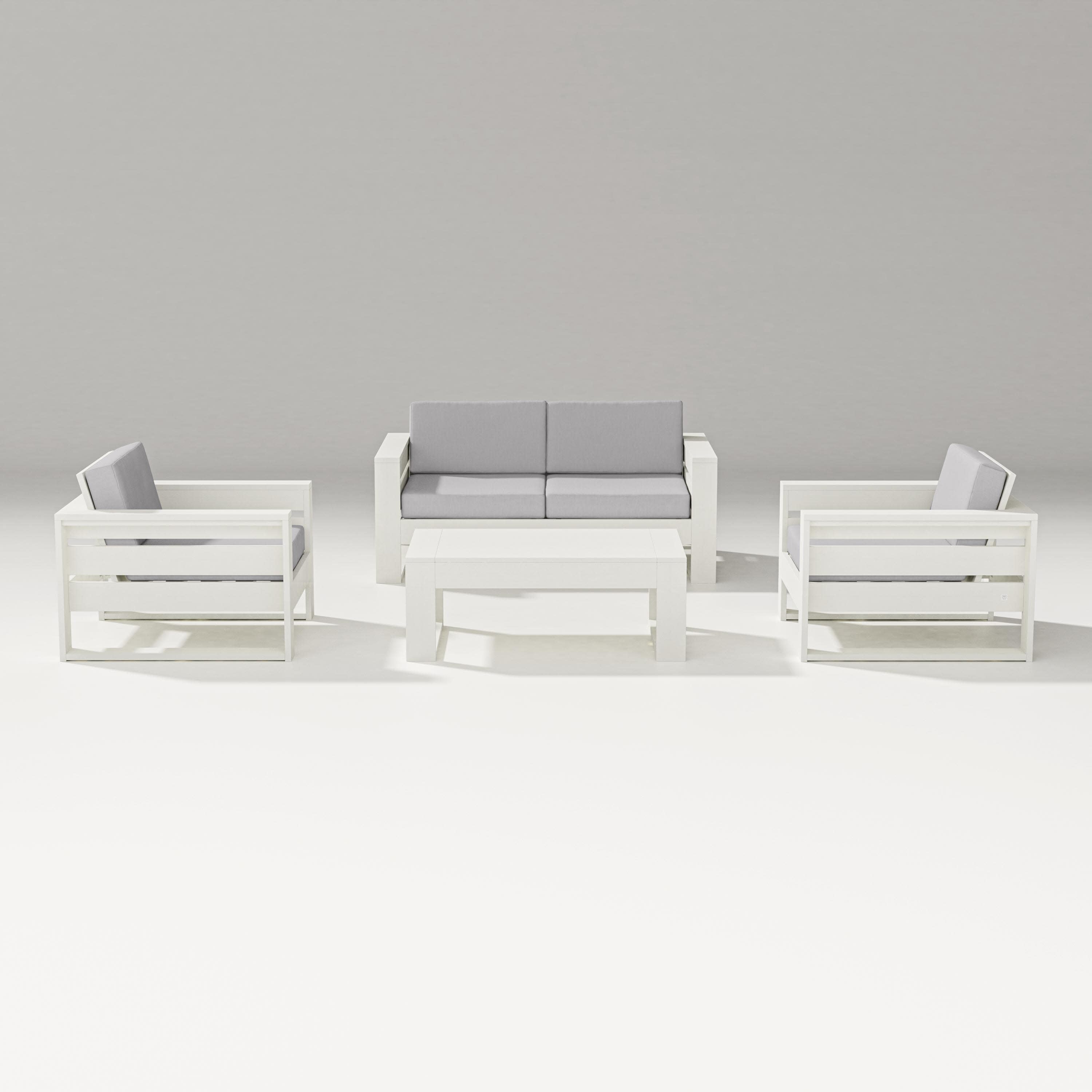Latitude 4-Piece Lounge Loveseat Set in Vintage White / Granite