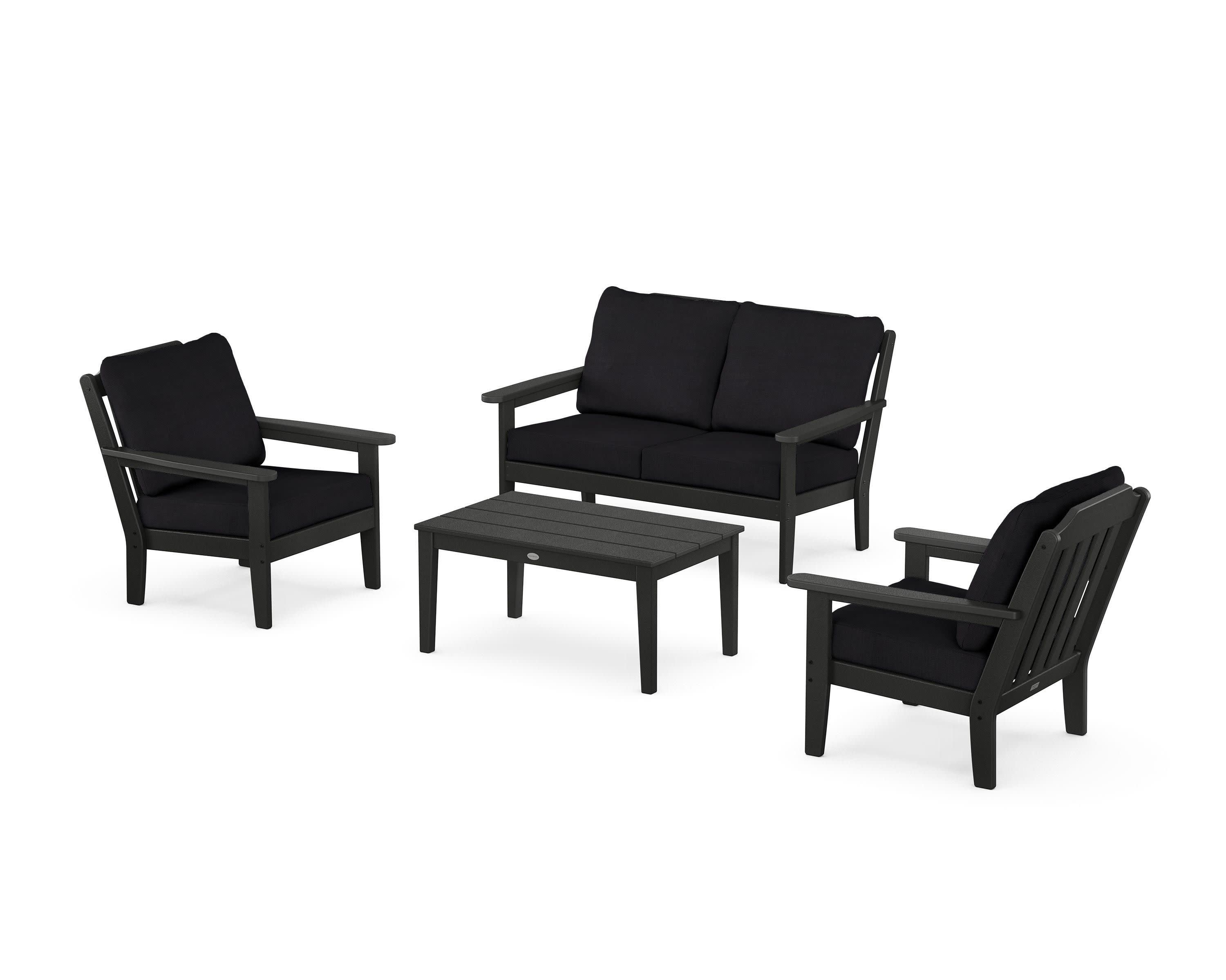 Cottage 4-Piece Deep Seating Set with Loveseat in Black / Midnight Linen