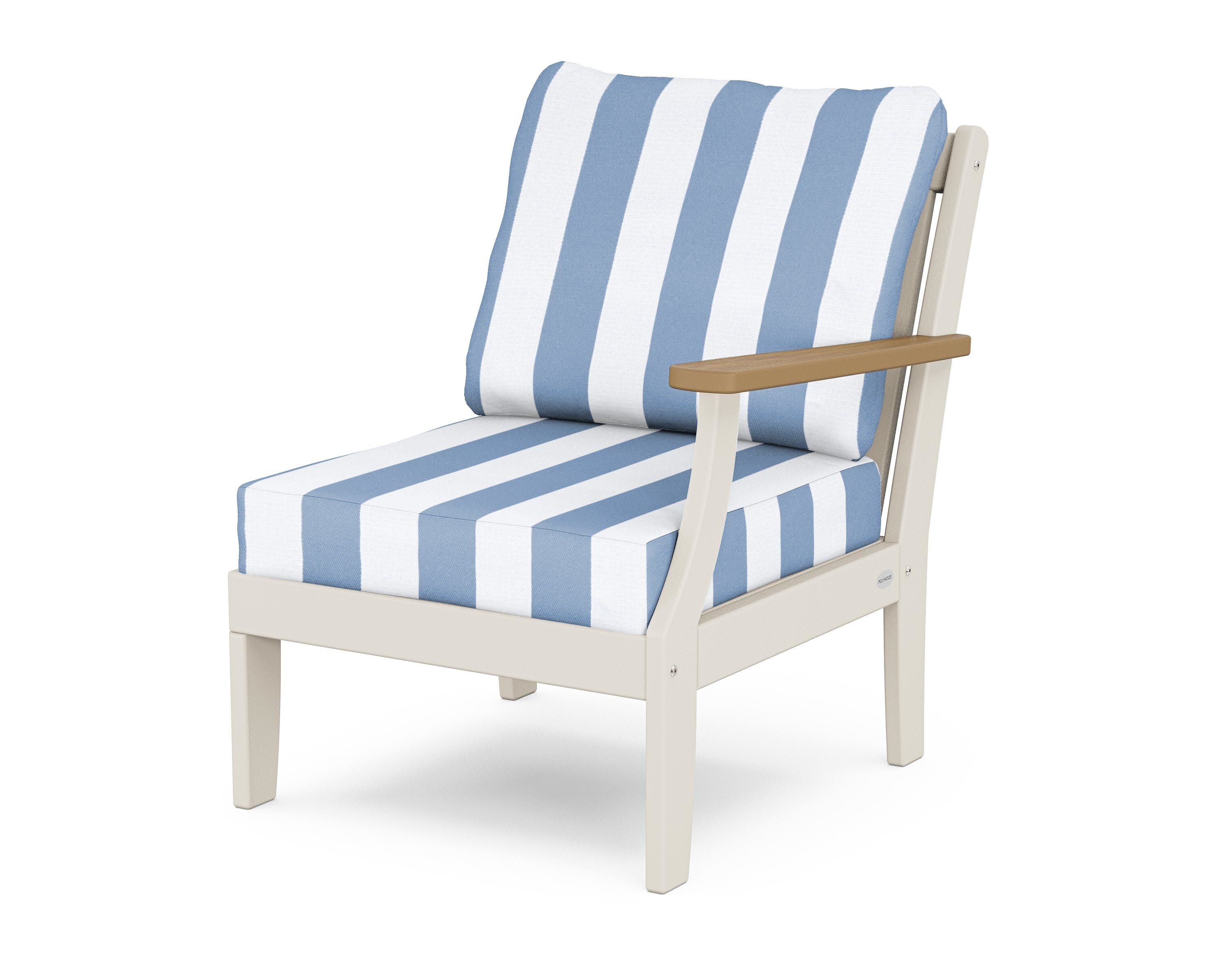 Braxton Modular Right Arm Chair in Sand / Natural / Cabana Stripe Sky Blue