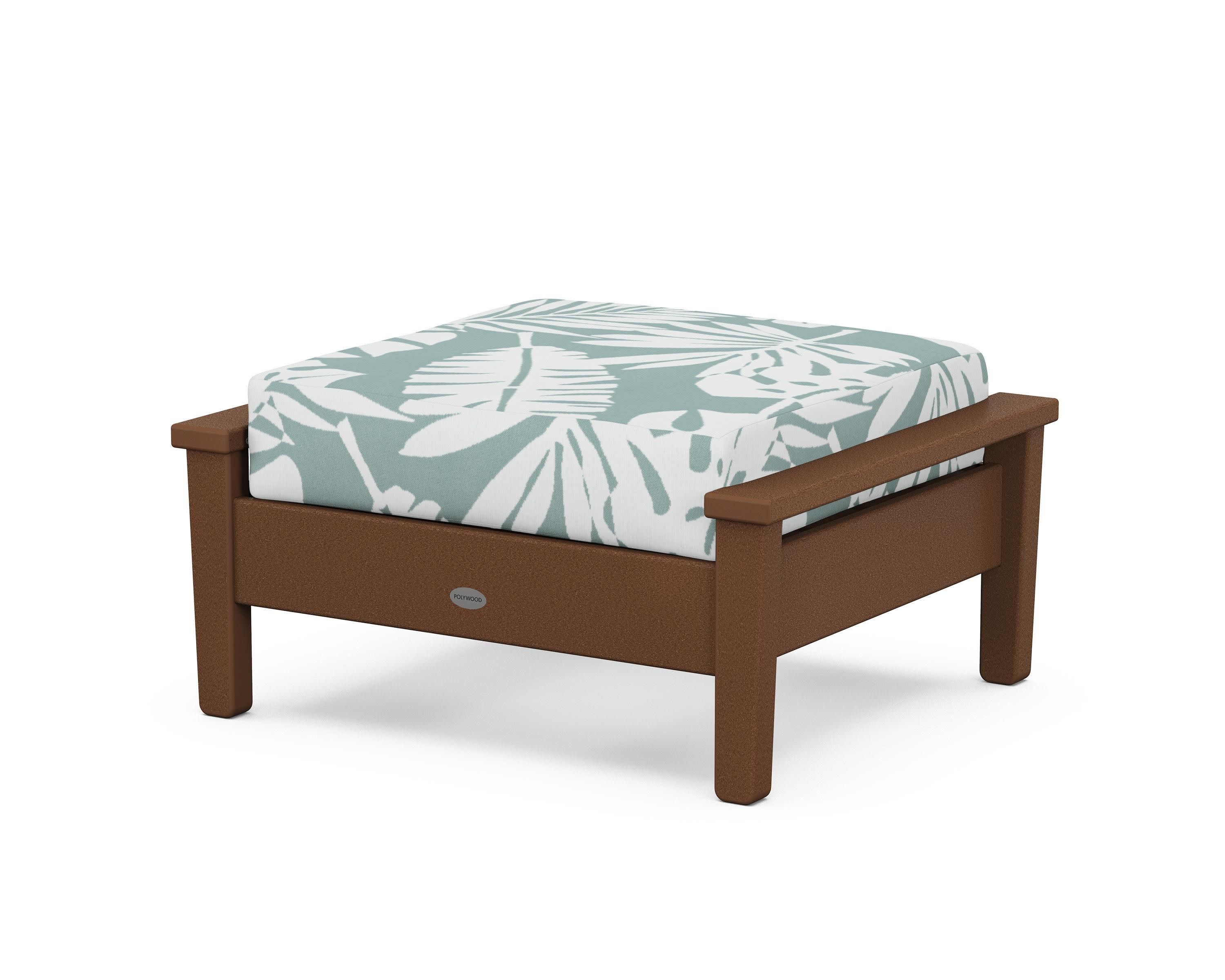 Prescott Deep Seating Ottoman in Teak / Leaf Glacier Spa
