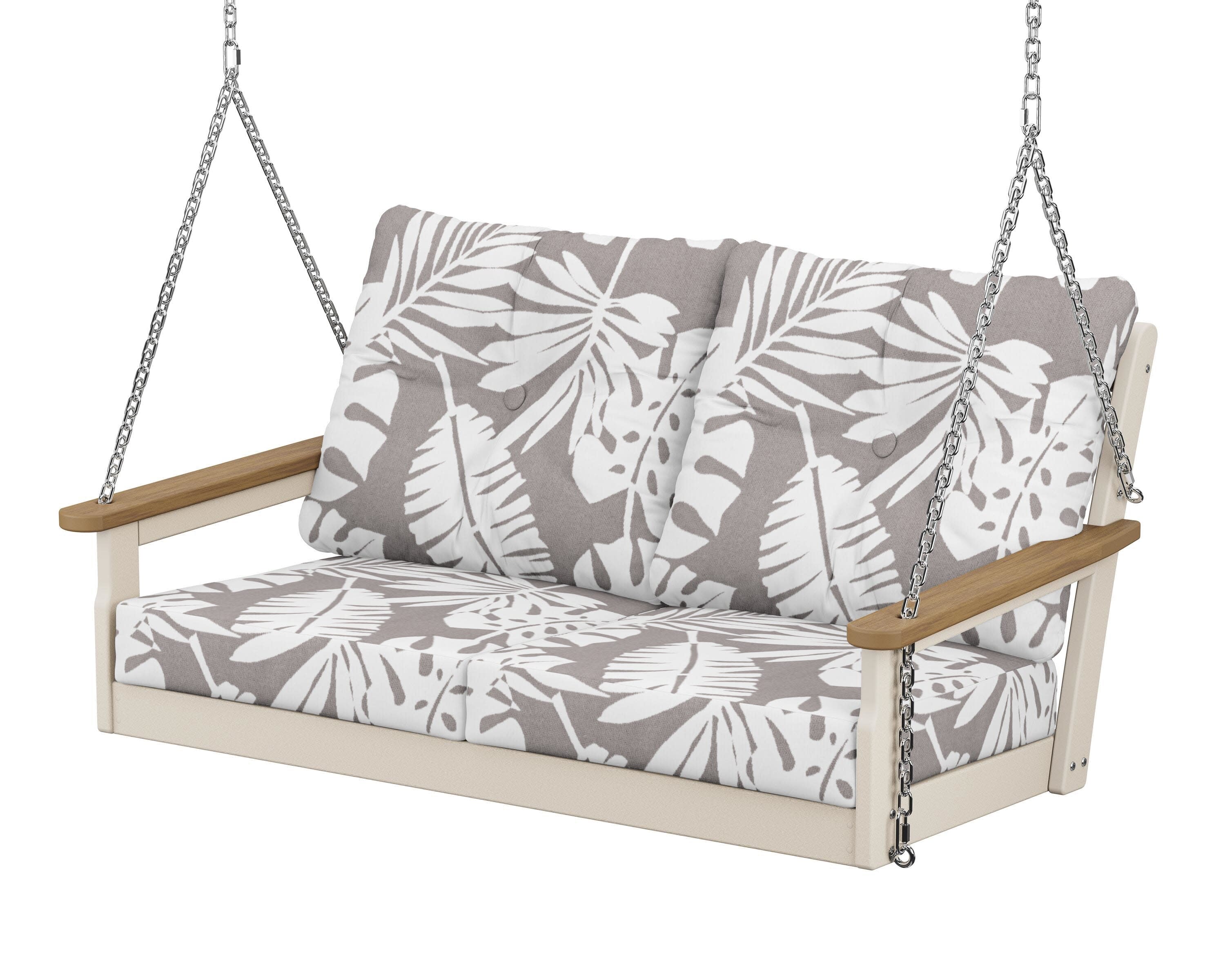 Vineyard Deep Seating Swing in Sand / Natural / Leaf Grey Mist