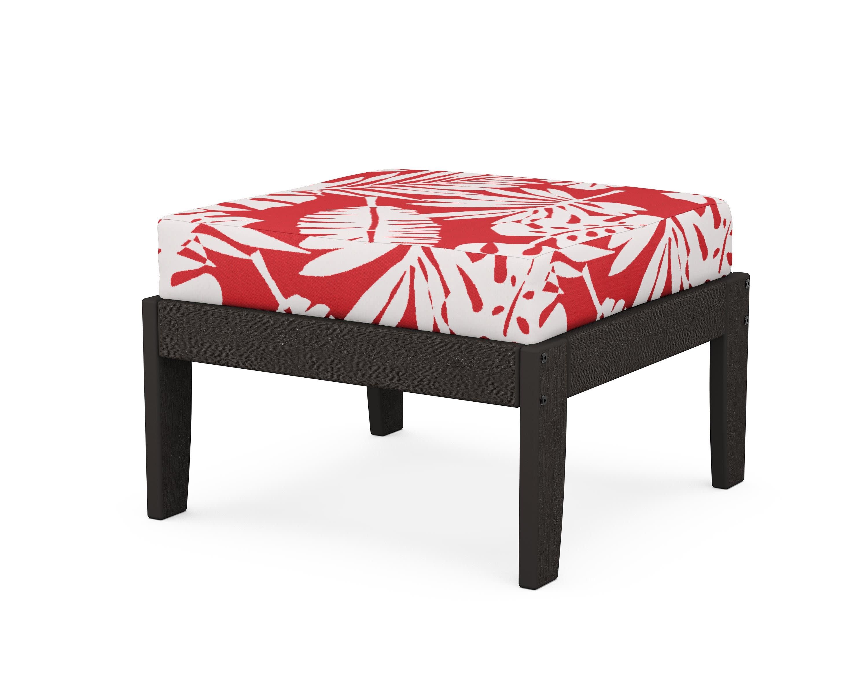 Modular Ottoman - Classic in Vintage Coffee / Leaf Crimson
