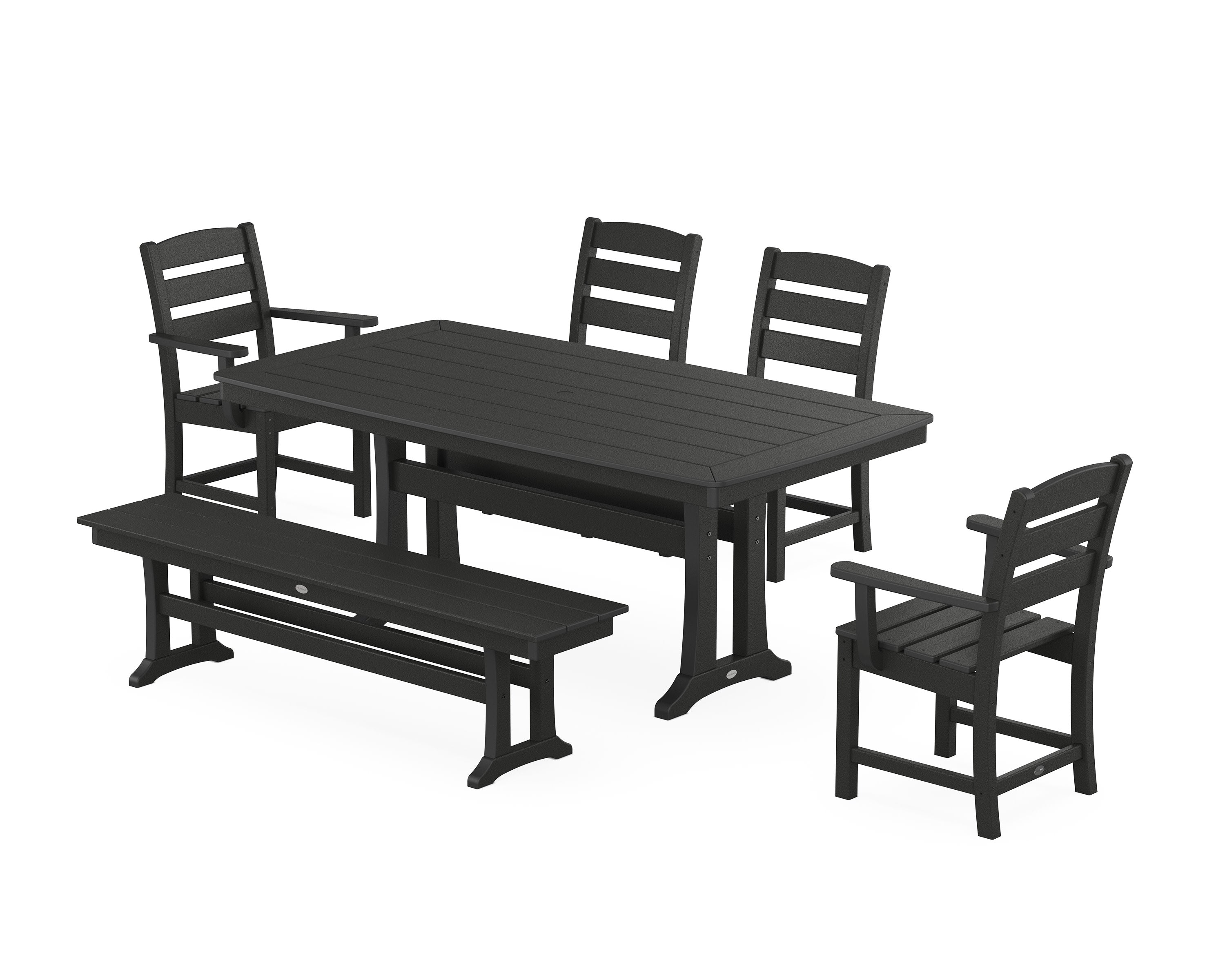 Lakeside 6-Piece Dining Set with Trestle Legs in Black
