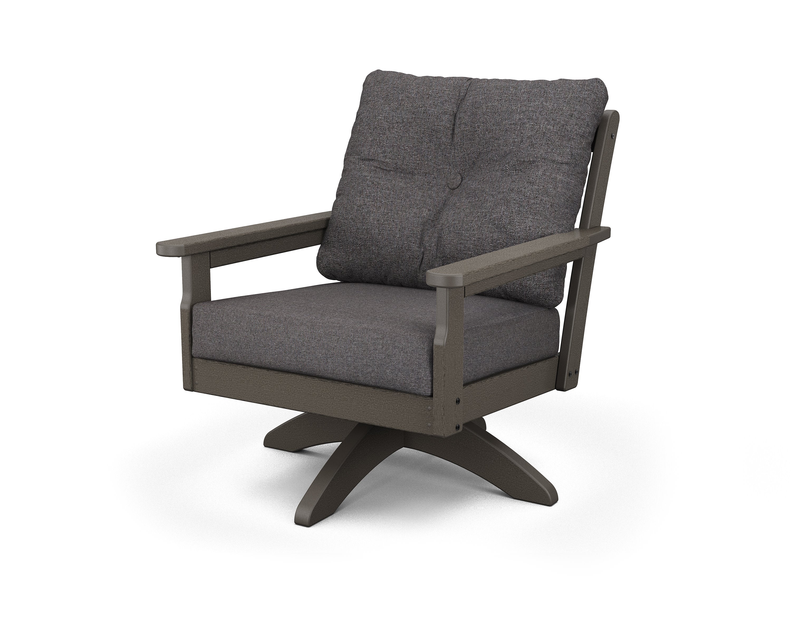 Vineyard Deep Seating Swivel Chair in Vintage Coffee / Ash Charcoal