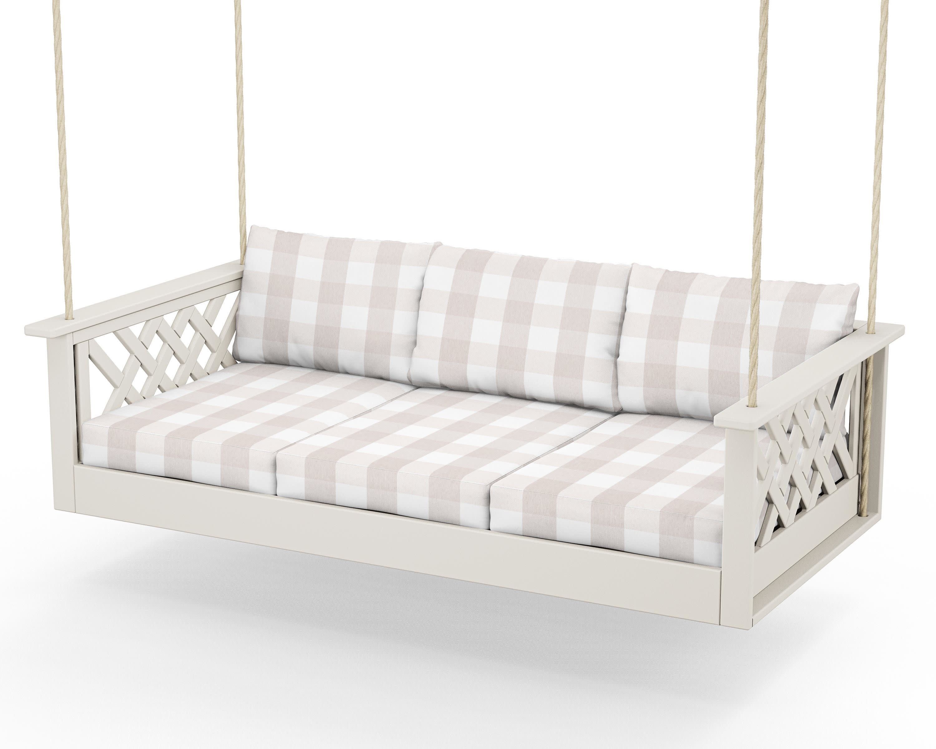 Wovendale Daybed Swing in Sand / Buffalo Plaid Dune Burlap