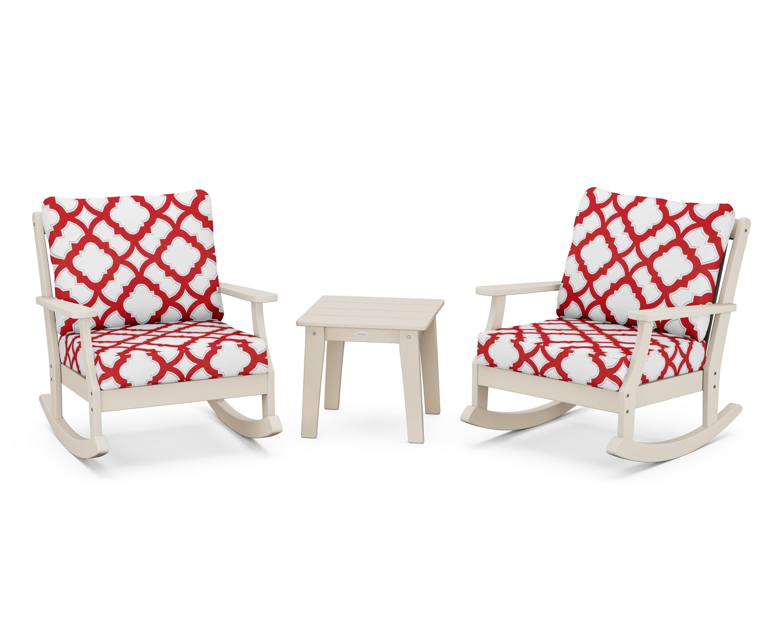 Braxton 3-Piece Deep Seating Rocker Set in Sand / Trellis Crimson