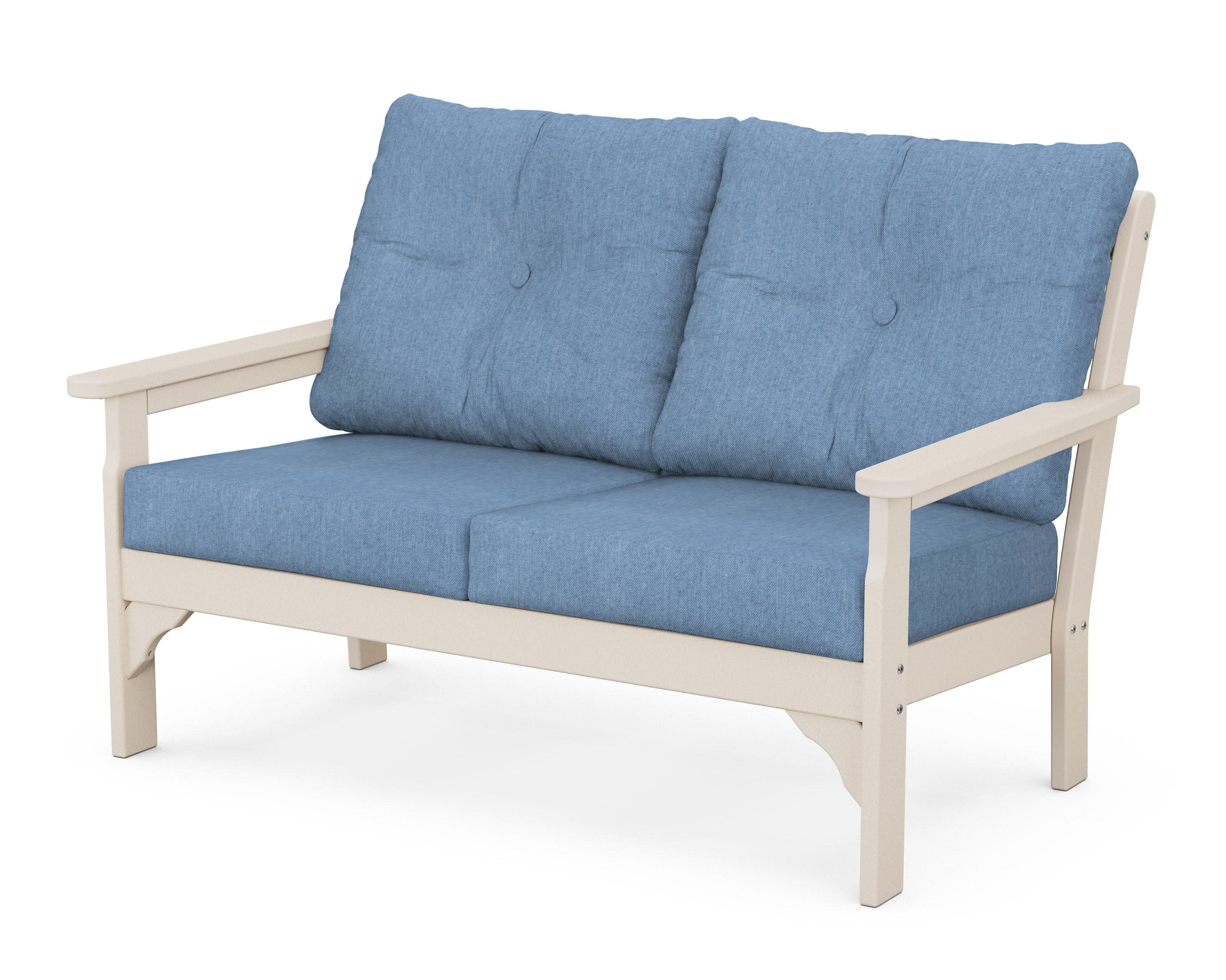 Vineyard Deep Seating Loveseat in Sand / Sky Blue