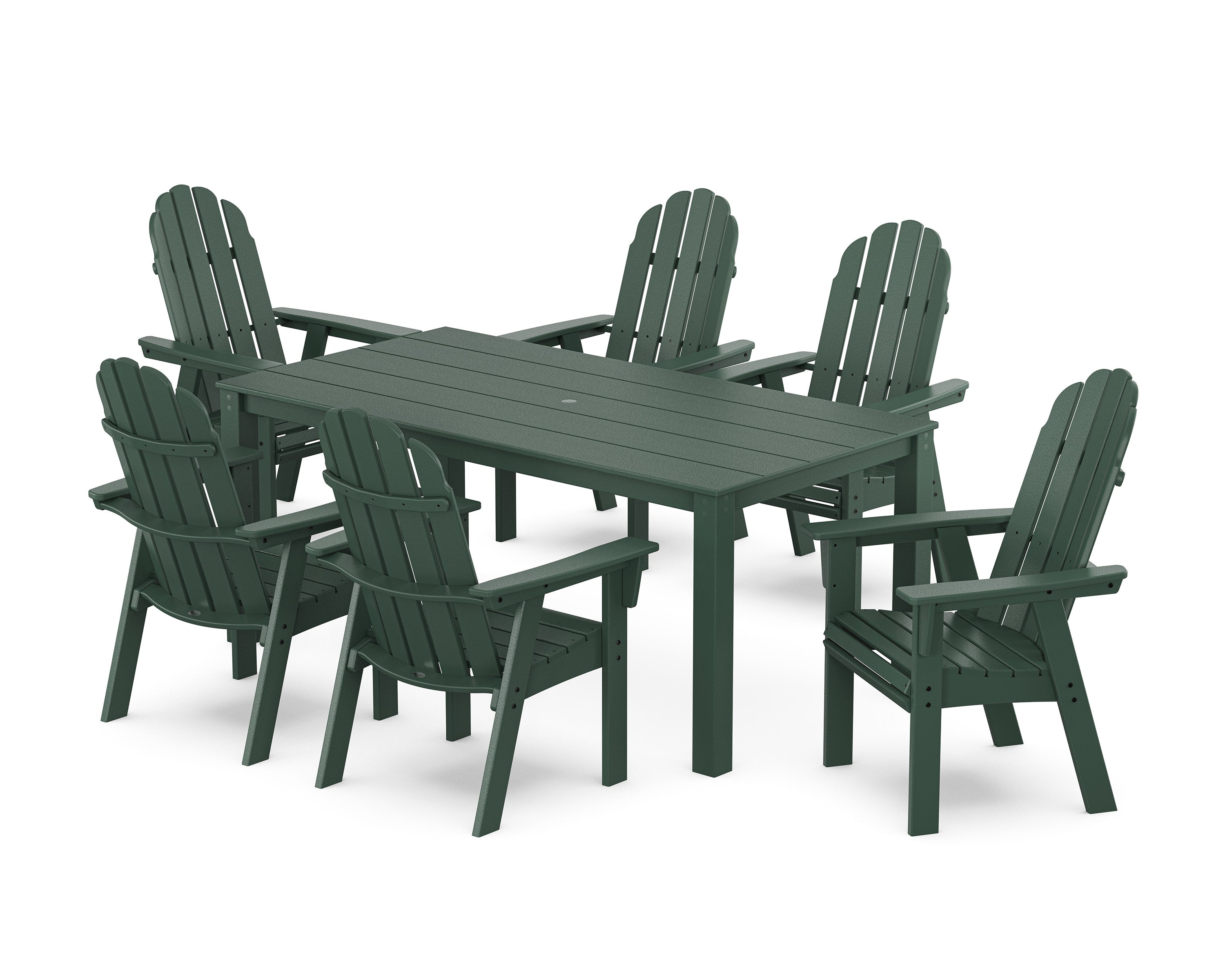Vineyard Curveback Adirondack 7-Piece Parsons Dining Set in Green