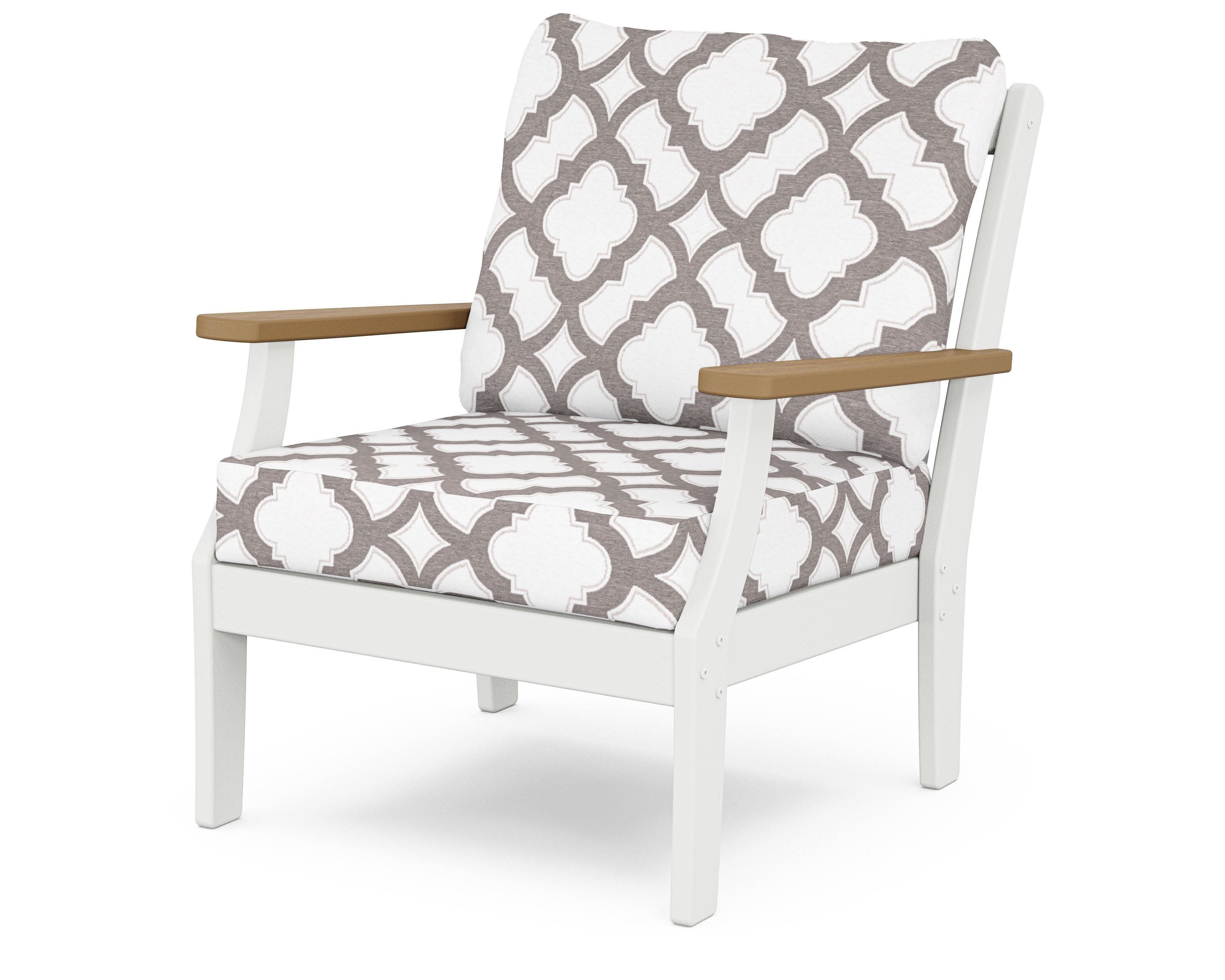 Braxton Deep Seating Chair in White / Natural / Trellis Grey Mist