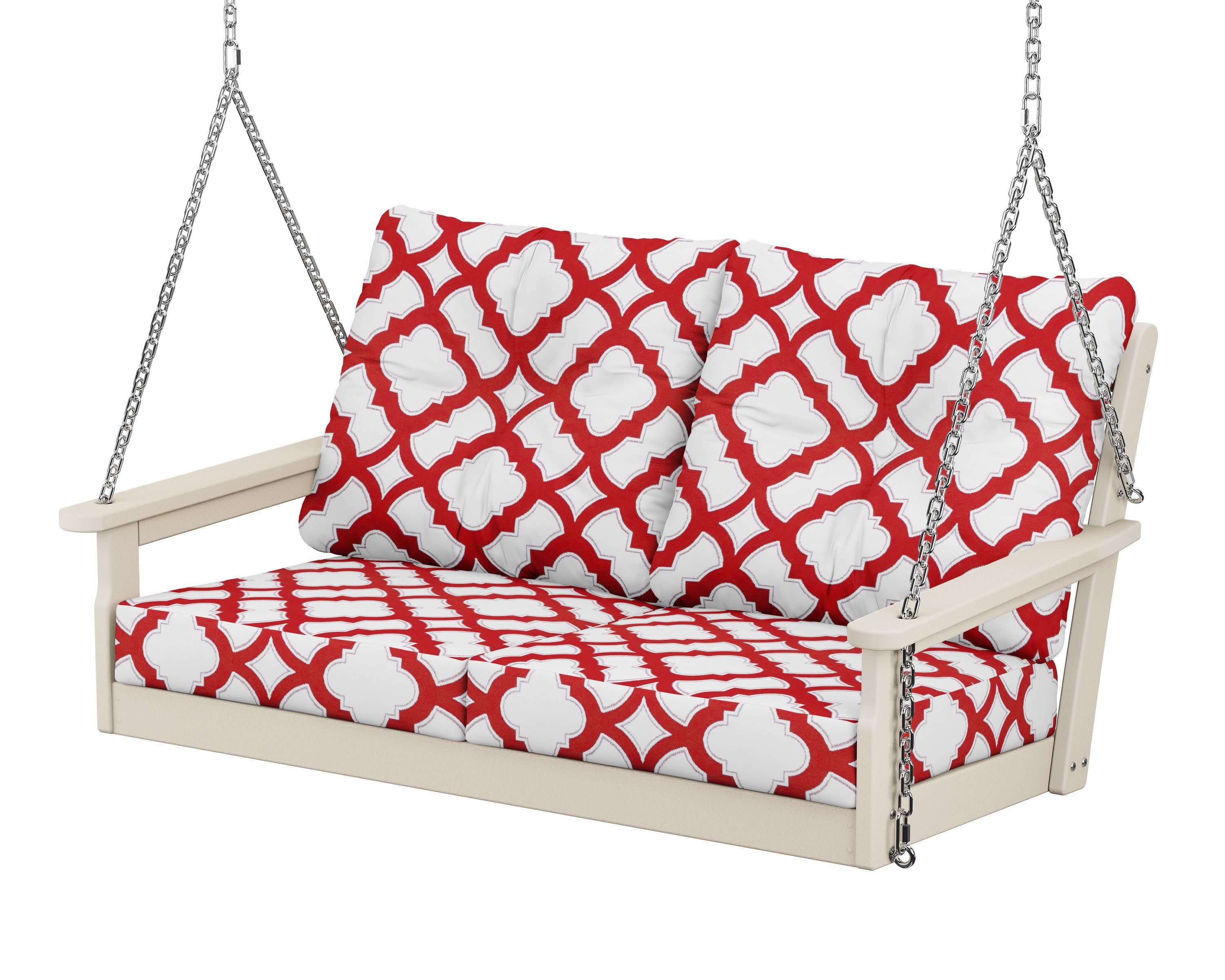 Vineyard Deep Seating Swing in Sand / Trellis Crimson