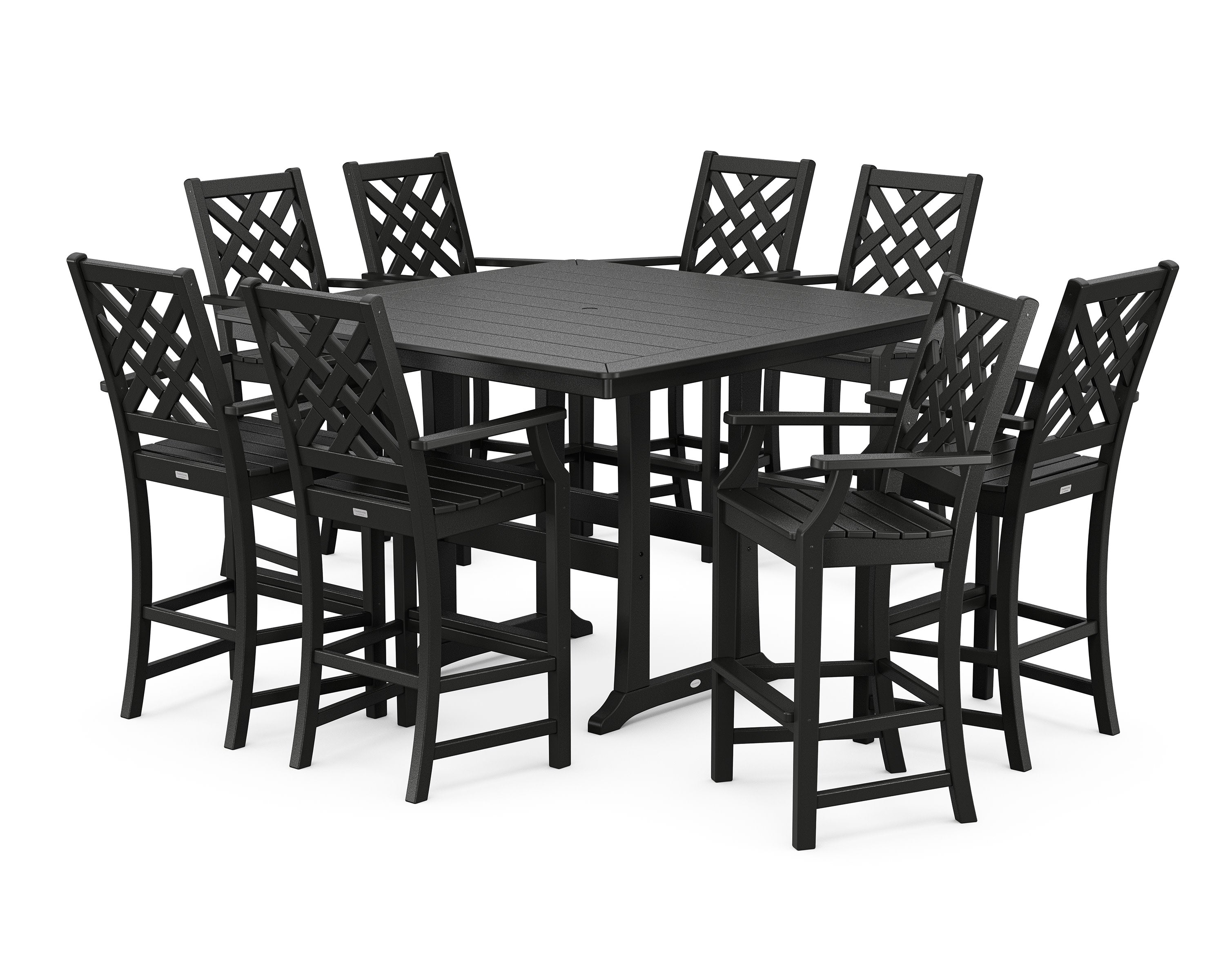 Wovendale 9-Piece Square Bar Set with Trestle Legs in Black