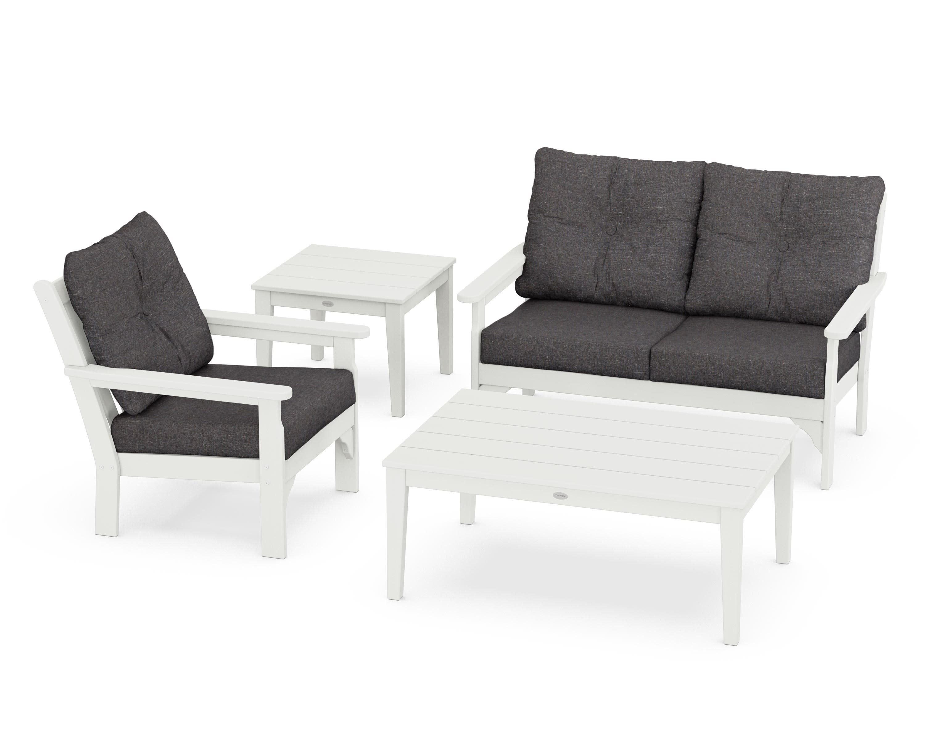 Vineyard 4-Piece Deep Seating Set in Vintage White / Ash Charcoal