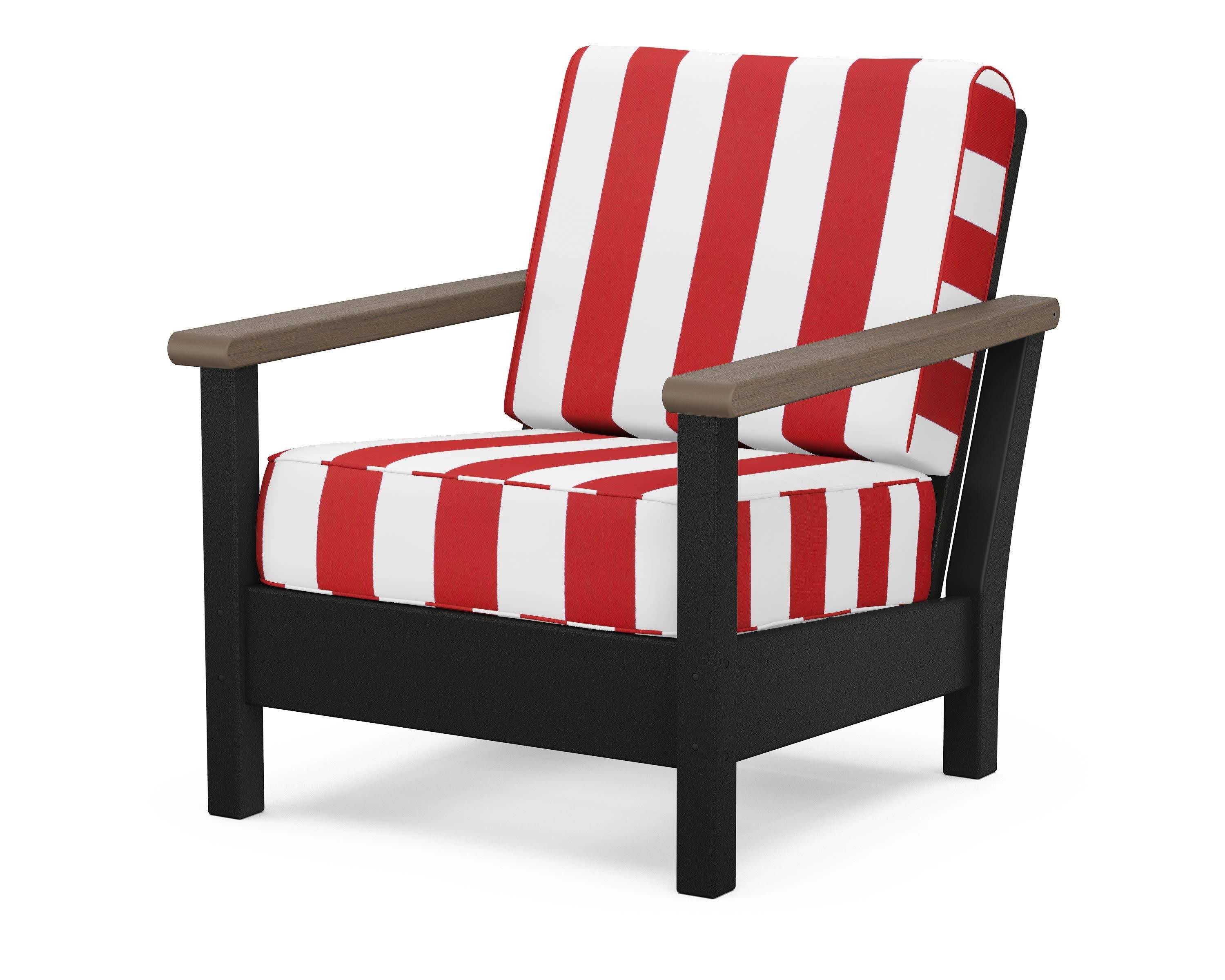 Harbour Deep Seating Chair in Black / Kona / Cabana Stripe Crimson