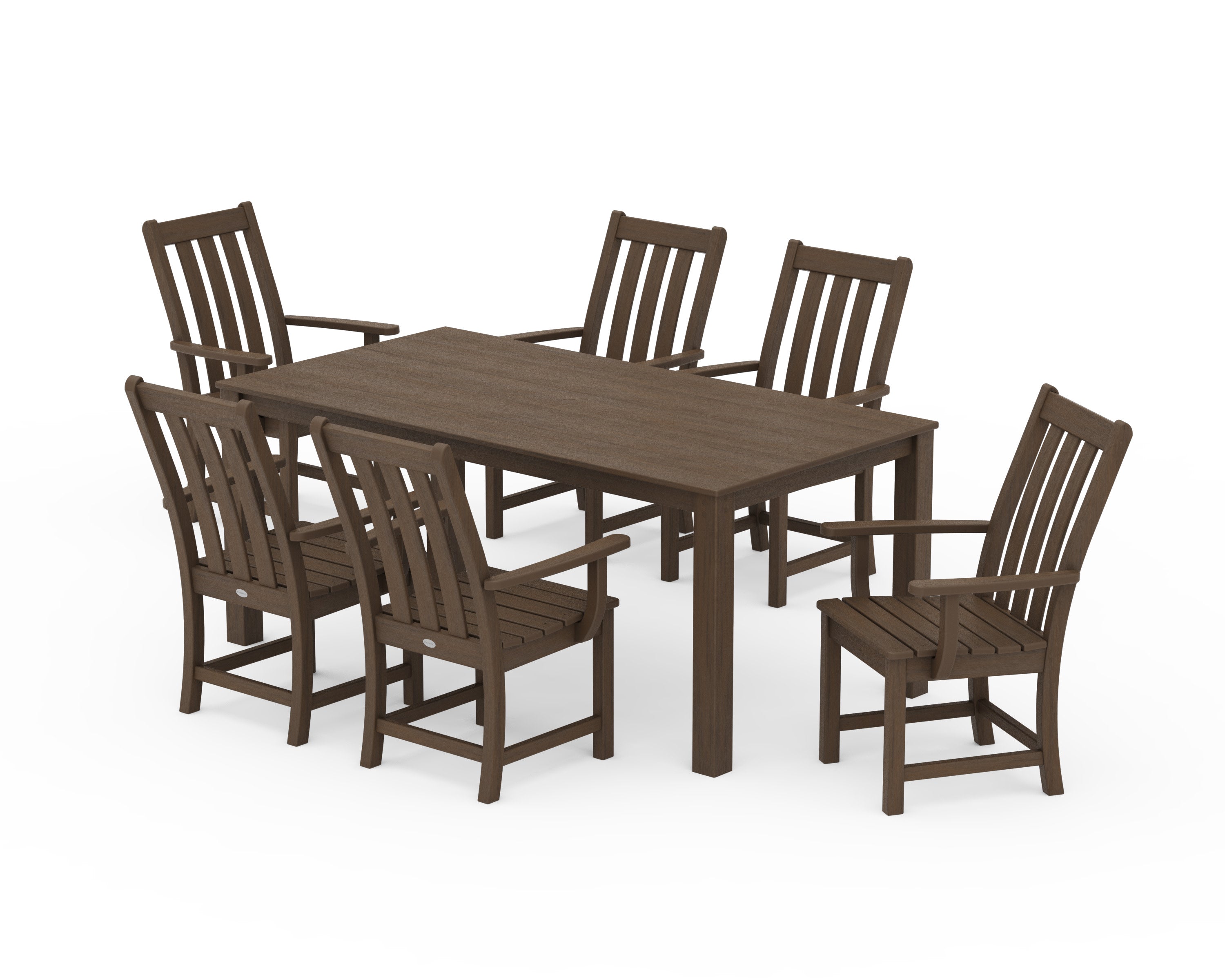 Vineyard 7-Piece Parsons Arm Chair Dining Set in Kona