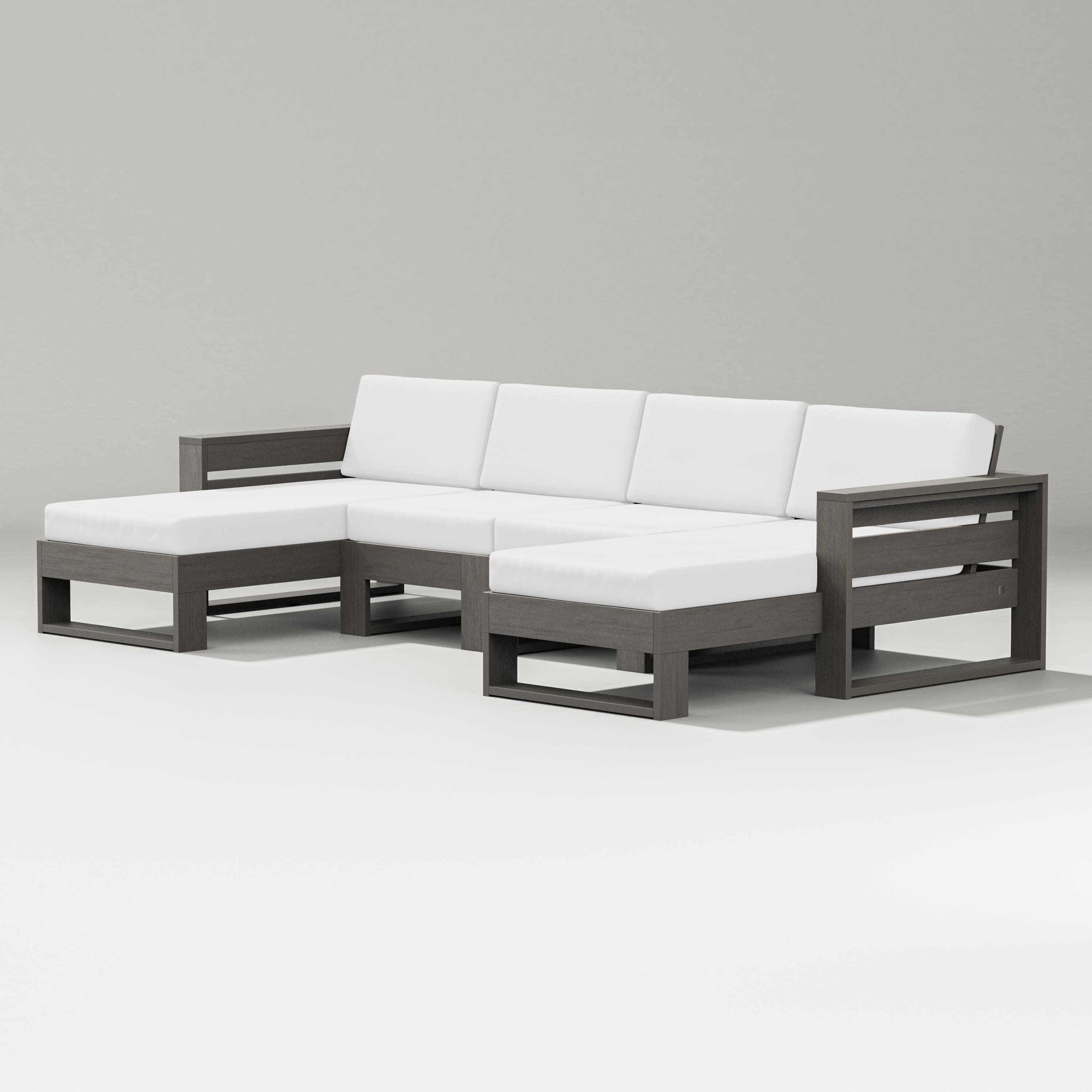 Latitude Double Chaise Sectional in Driftwood / Natural