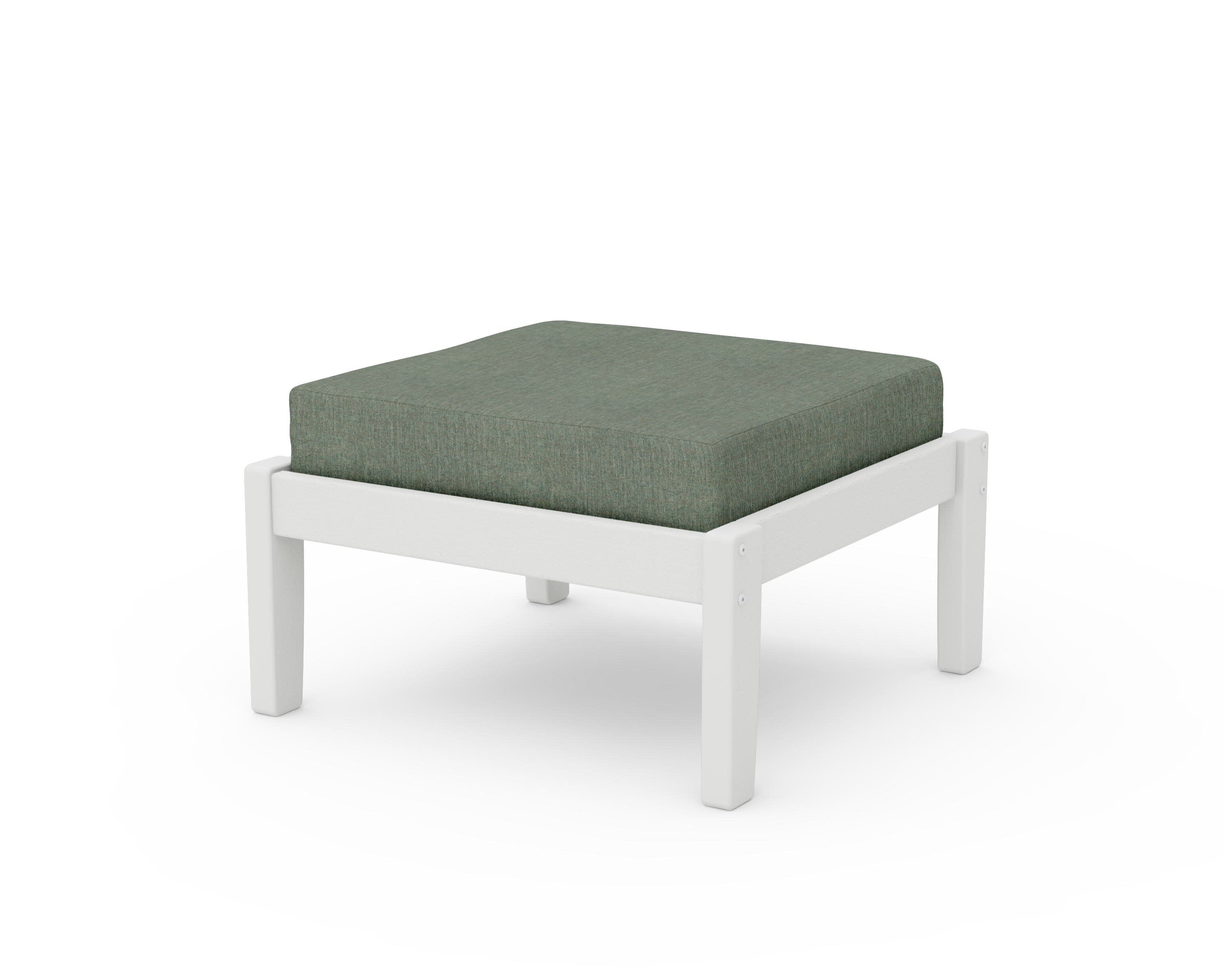 Deep Seating Ottoman in Vintage White / Cast Sage