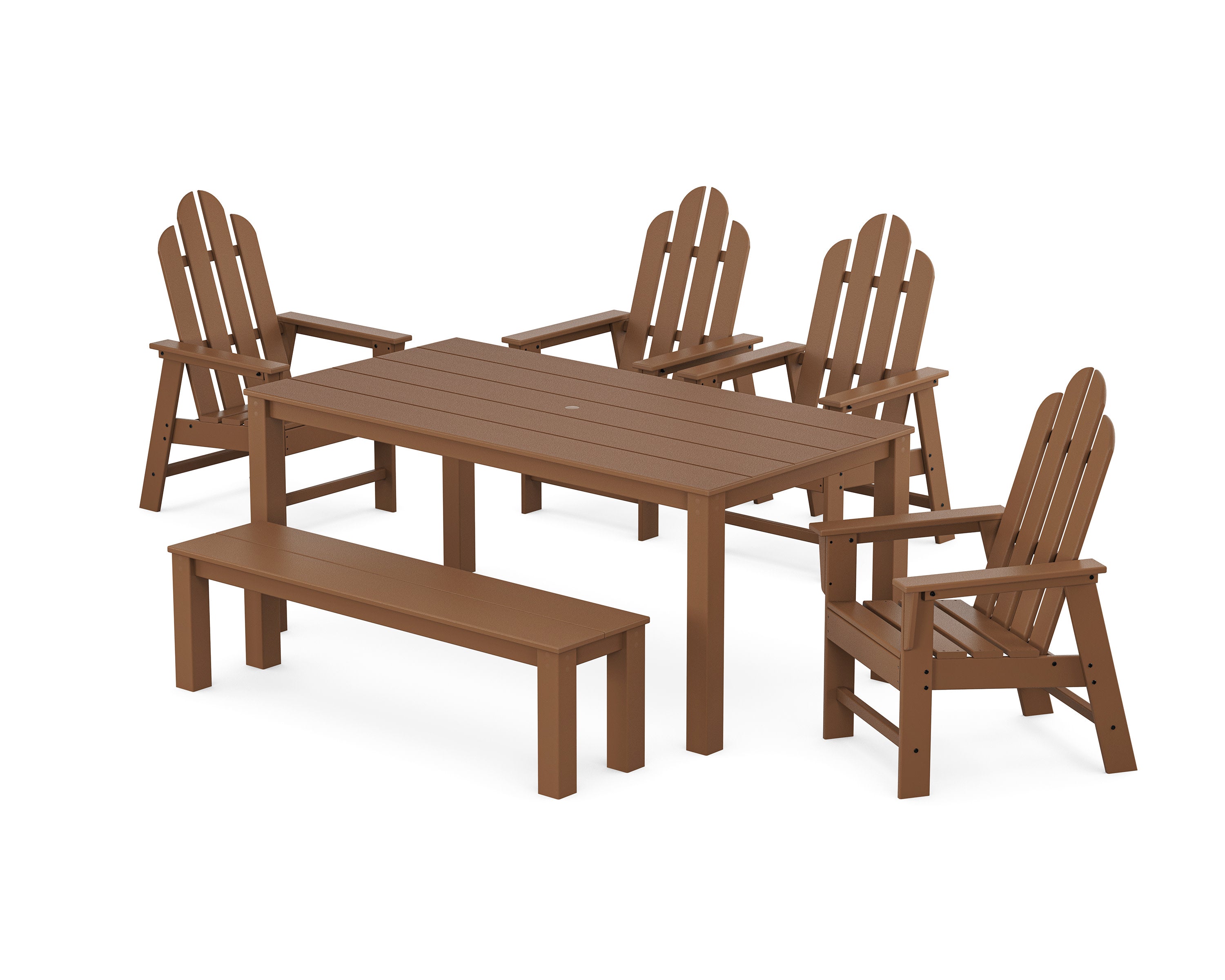 Long Island 6-Piece Parsons Dining Set with Bench in Teak
