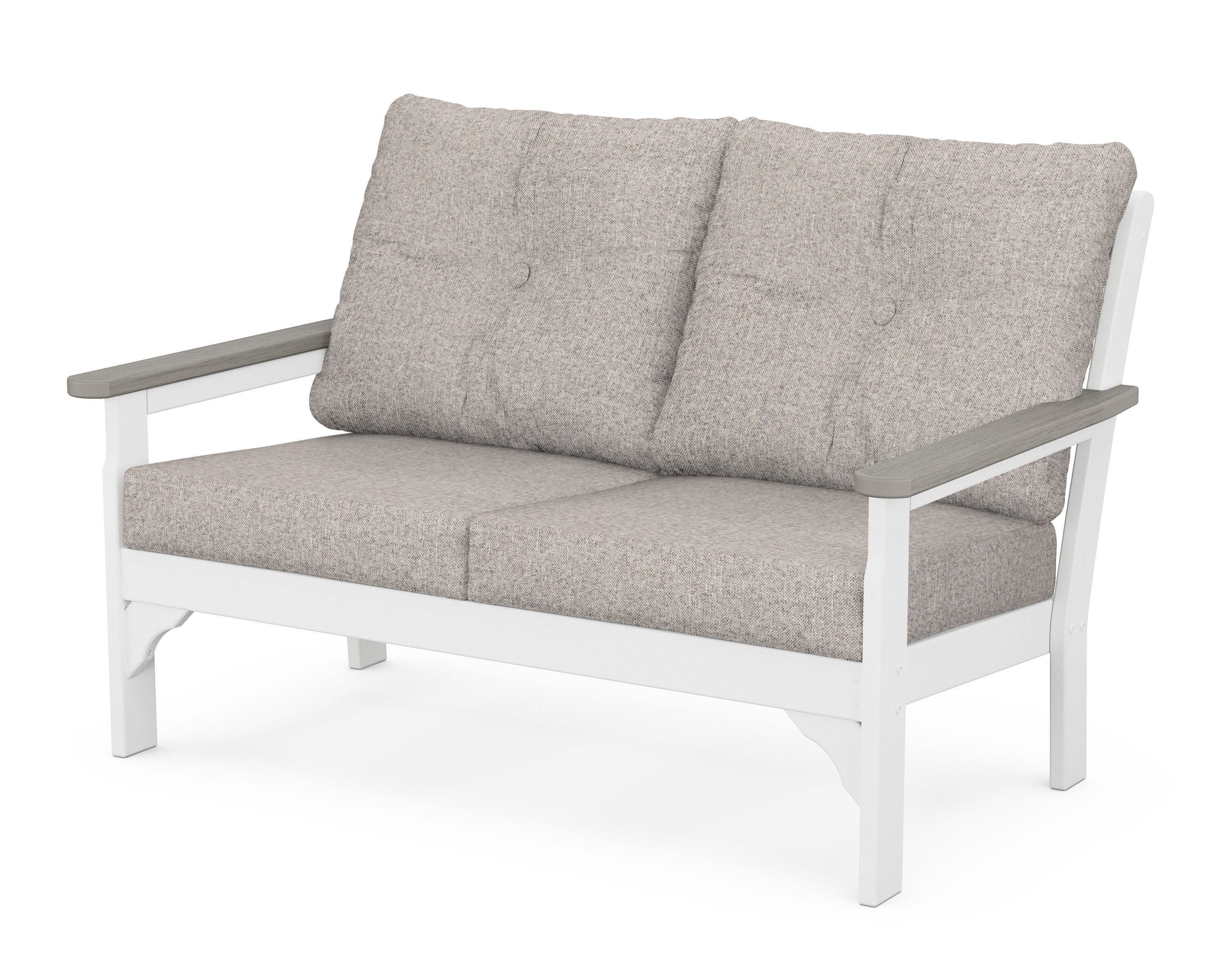 Vineyard Deep Seating Loveseat in White / Driftwood / Weathered Tweed