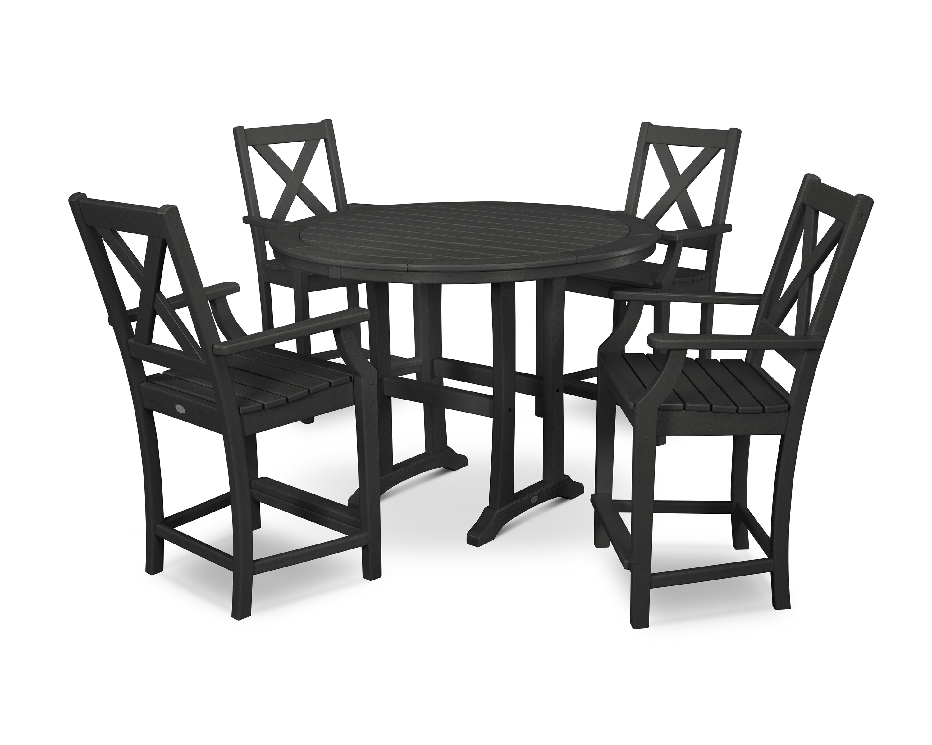 Braxton 5-Piece Nautical Trestle Arm Chair Counter Set in Black